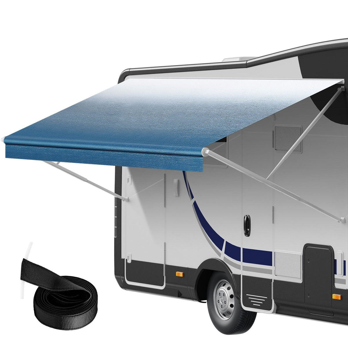 RV Awning Fabric Replacement, 17'2" Fabric Length for 18' Awning, Heavy Duty 3-Ply 16oz PVC Camper Awning Fabric, Waterproof & UV Protection Outdoor Canopy for RV, Trailer, Motorhome, Blue Fade