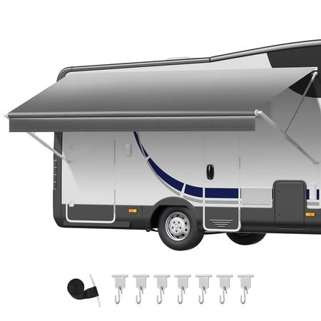 RV Awning Fabric Replacement, 18' (Fabric 17'2") 18 oz Heavy-Duty Weatherproof Vinyl Camper Awning Replacement, UPF50+ Protection Waterproof Outdoor Canopy for RV, Motorhome, Trailer, Gray Fade