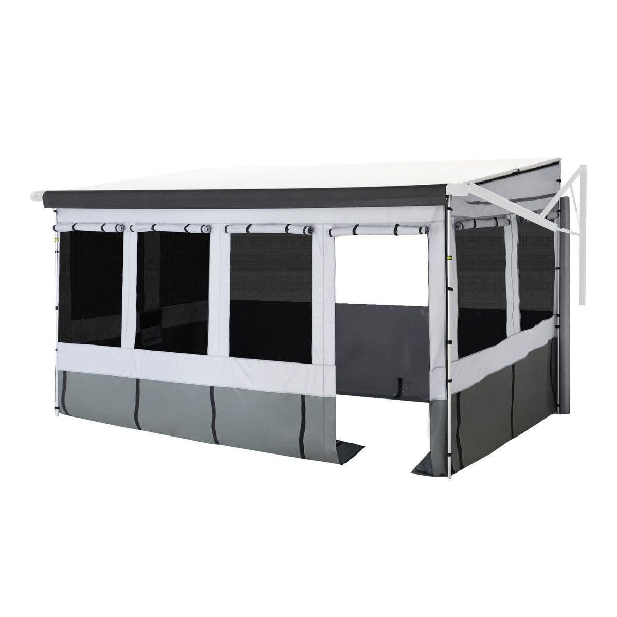 RV Awning Sun Shade Room - Compatible with 16 -17 ft Awnings, RV Awning Sun Shading Room with Door & Ventilated Mesh Windows, Sunproof & Windproof Three-Sided Enclosure Tent for RV Camping