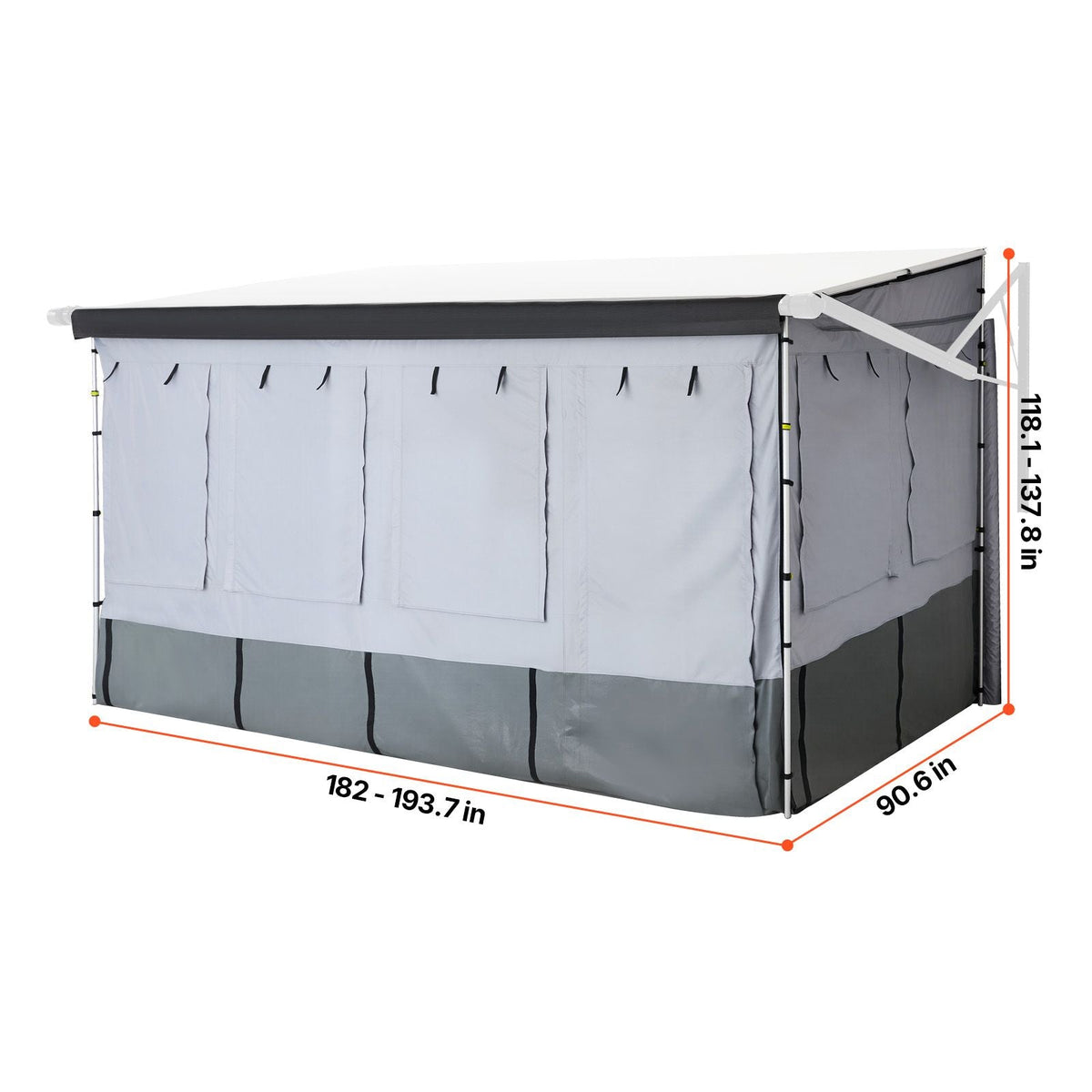 RV Awning Sun Shade Room - Compatible with 16 -17 ft Awnings, RV Awning Sun Shading Room with Door & Ventilated Mesh Windows, Sunproof & Windproof Three-Sided Enclosure Tent for RV Camping