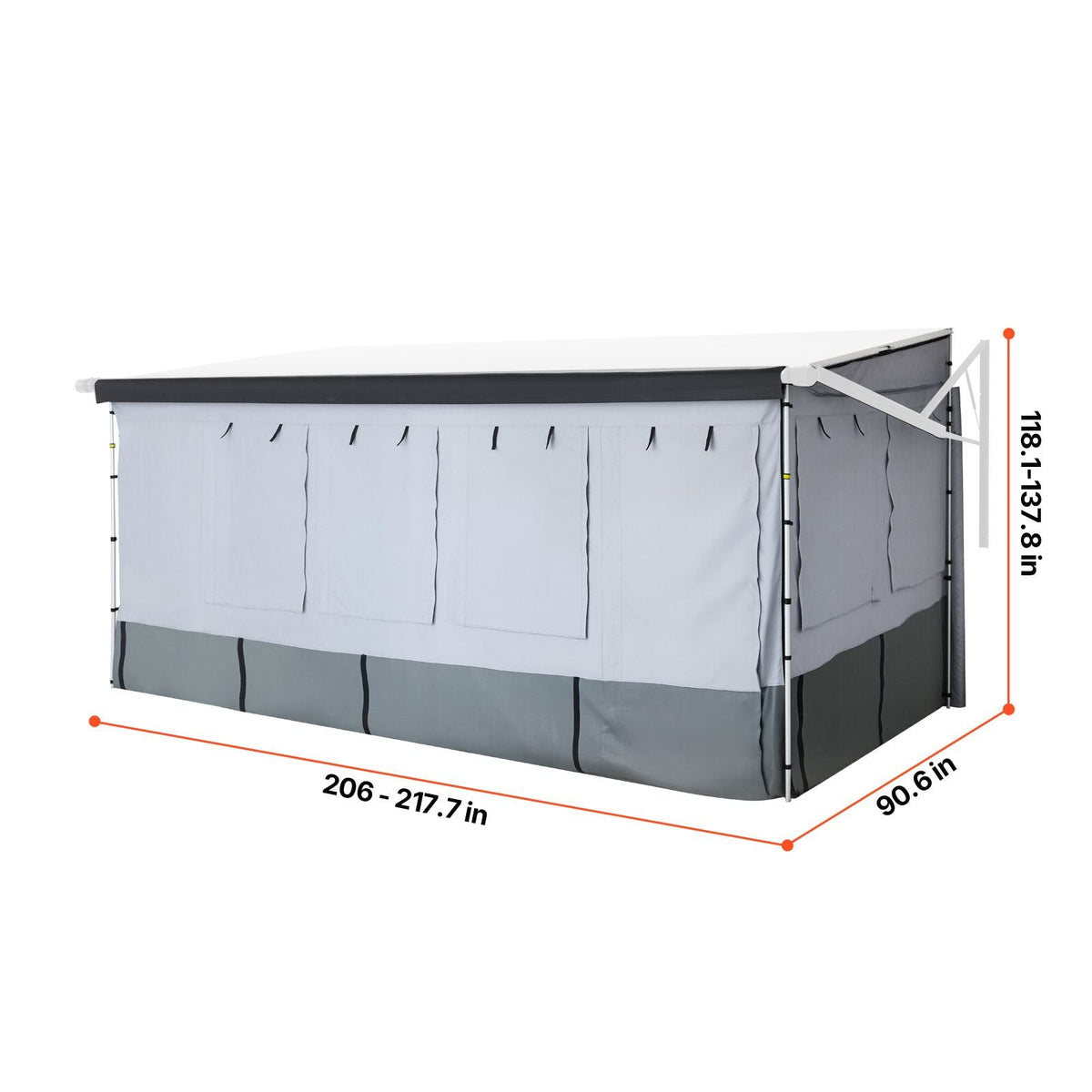 RV Awning Sun Shade Room - Compatible with 18 -19 ft Awnings, RV Awning Sun Shading Room with Door & Ventilated Mesh Windows, Sunproof & Windproof Three-Sided Enclosure Tent for RV Camping
