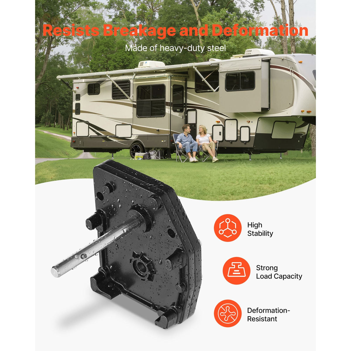 RV Fifth Wheel Landing Gear Box 276602, Universal Mount Steel Gearbox Compatible with Lippert Venture, Atwood, Stromberg Carlson Landing Gear Systems, Replace LG-179015, Adjustable Height, Black