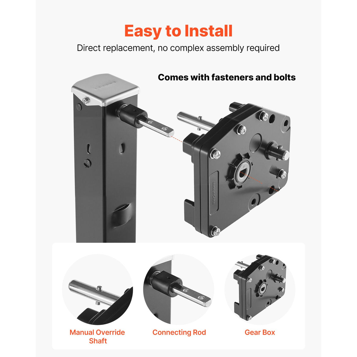 RV Fifth Wheel Landing Gear Box 276602, Universal Mount Steel Gearbox Compatible with Lippert Venture, Atwood, Stromberg Carlson Landing Gear Systems, Replace LG-179015, Adjustable Height, Black
