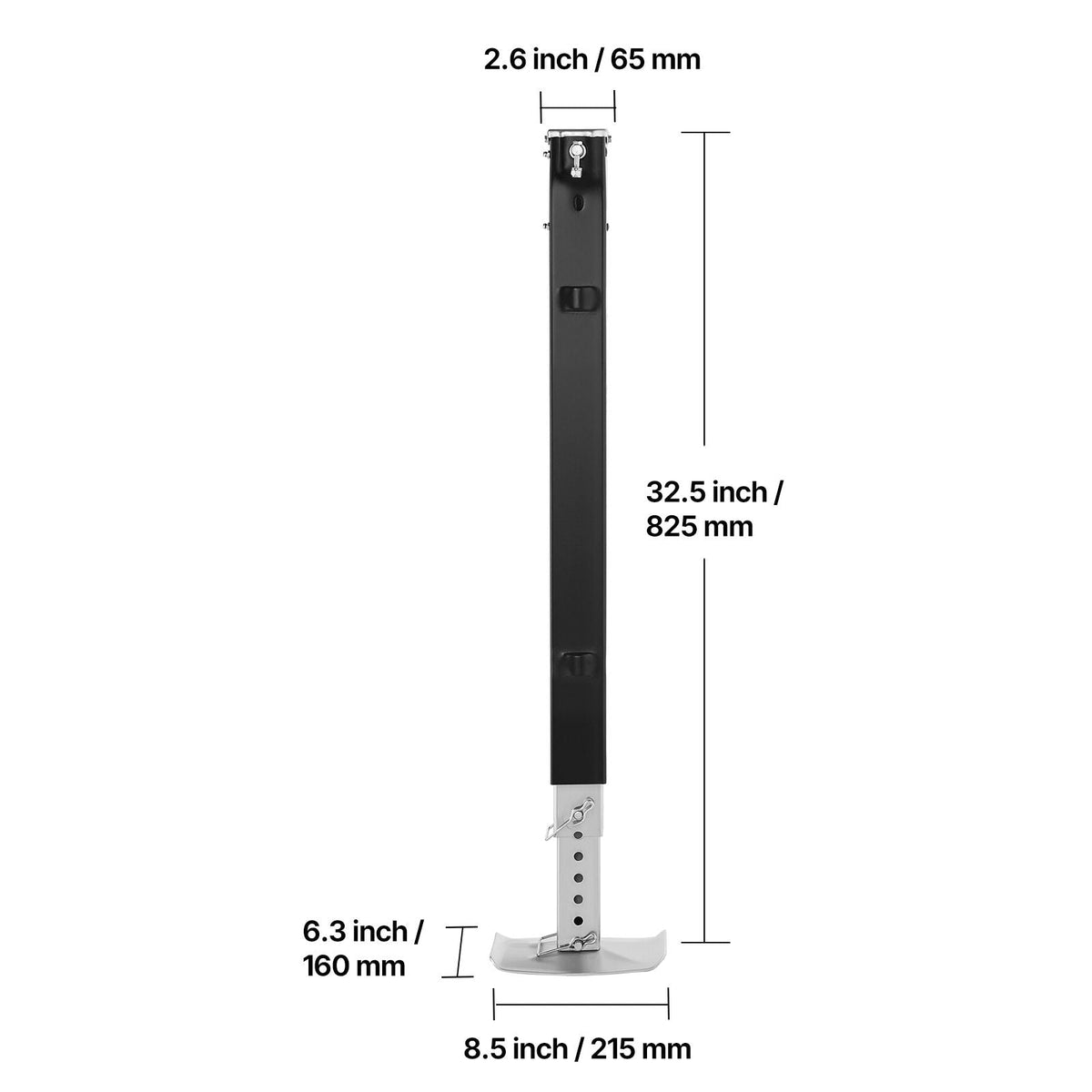 RV Follow Fifth Wheel Landing Gear Leg 179014, 32.5-Inch 5th Wheel Landing Gear Universal Replacement Compatible with Lippert Venture, Atwood, Stromberg Carlson Systems, with Pin and Base, Black