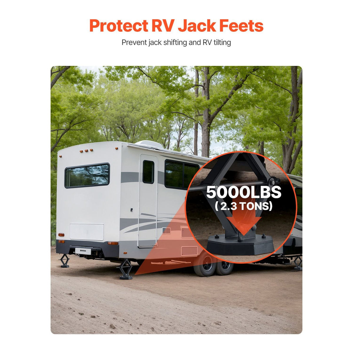 RV Leveling Pads, 4-Pack Rubber Trailer Jack Pads, Each with 5000 lbs Capacity, Standard Jack Stabilizer Pad with Large Surface Area, Ideal for Scissor Jack Feet 5th Wheels Class A/C Motorhomes