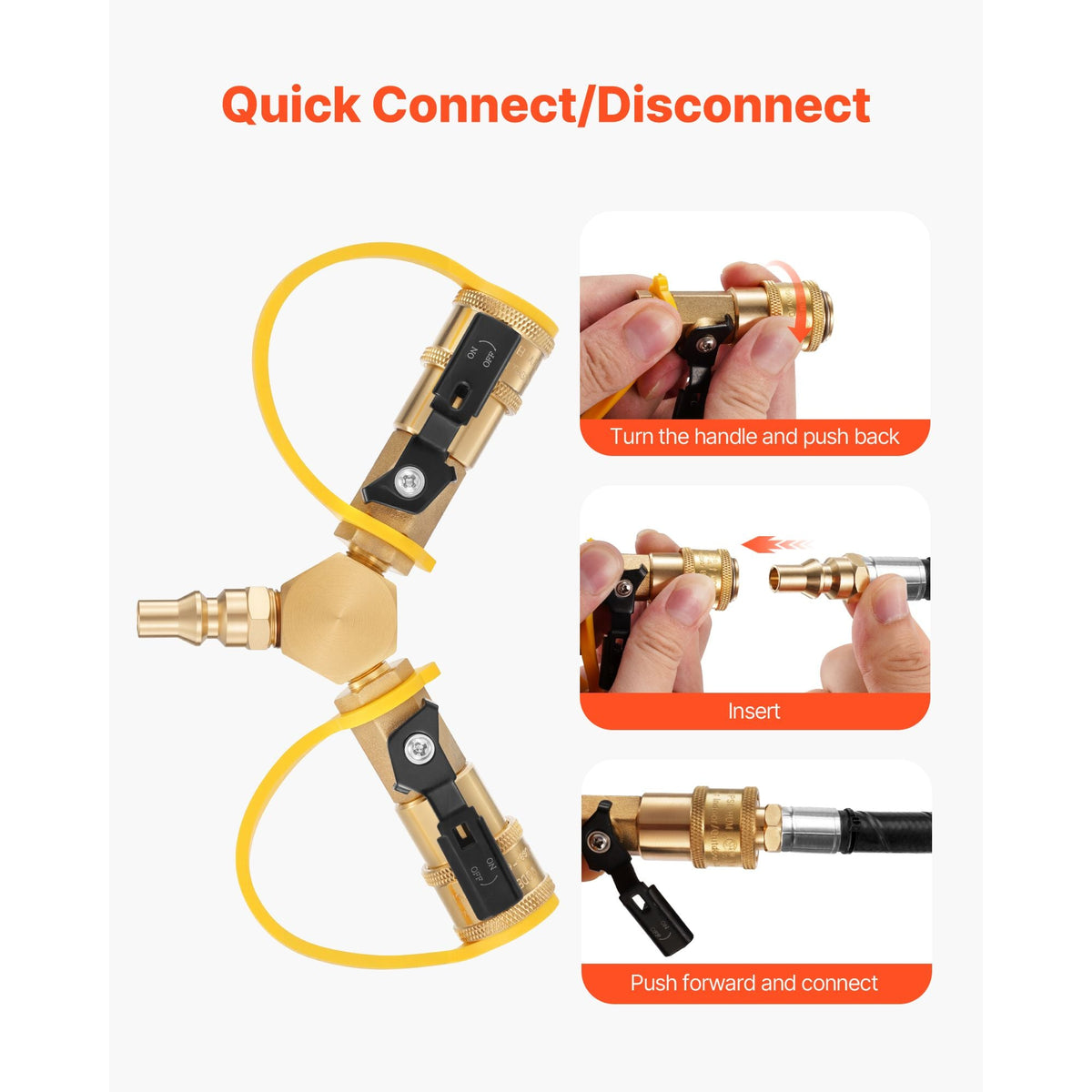 RV Propane Quick Connect Y Splitter Adapter with Shutoff Valve, 2 Way 1/4 inch Quick Disconnect Kit, Fits for RV Trailer, Quick Connect Propane Hose Connect to Motorhome Tabletop Camping Grill