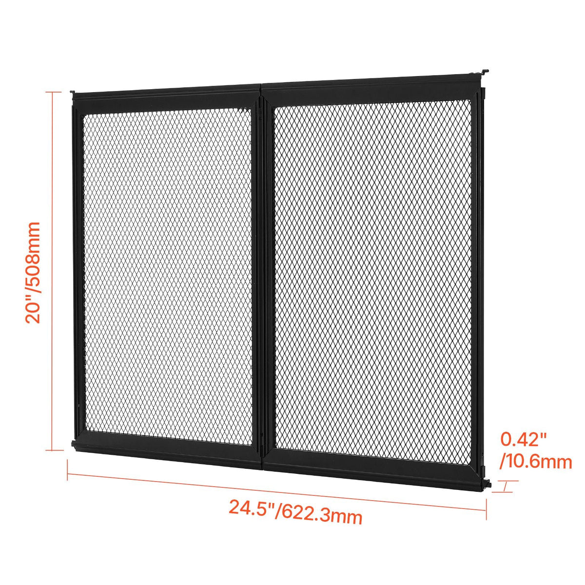 RV Screen Door Protector, 24.5 x 20 inch Door Grille, Easy to Install and Disassemble, Reinforced Breathable Protective Mesh, Aluminum Alloy Camper RV Entry Protector for Pet Protection, Black