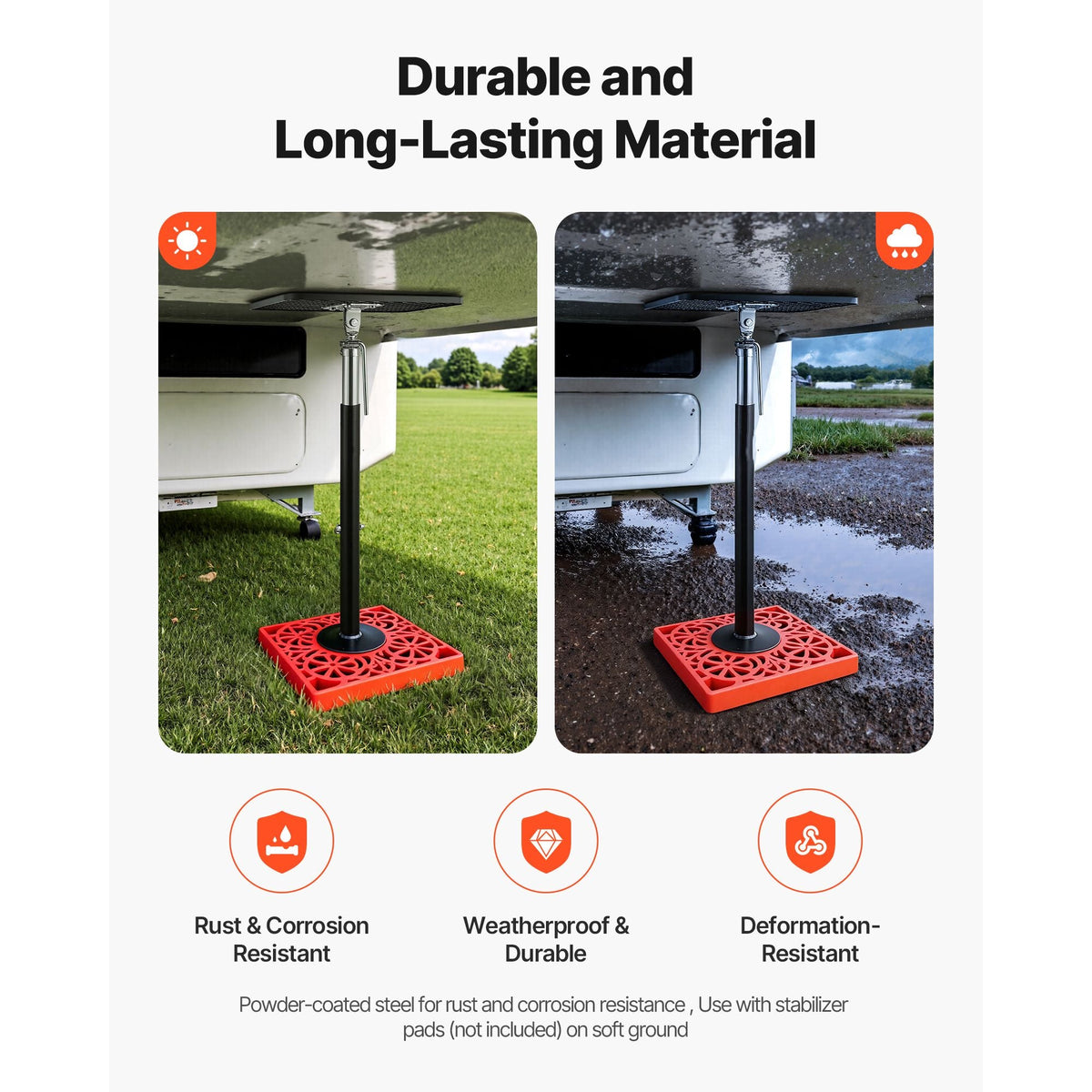 RV Slide Out Support Jack, 2 PCS Camper Slide-Out Leveling Jack, Powder-Coated Steel Support Jacks for RV, Camper, Travel Trailer, Supports Up to 1000lbs, Adjustable from 21.3 inch to 48 inch