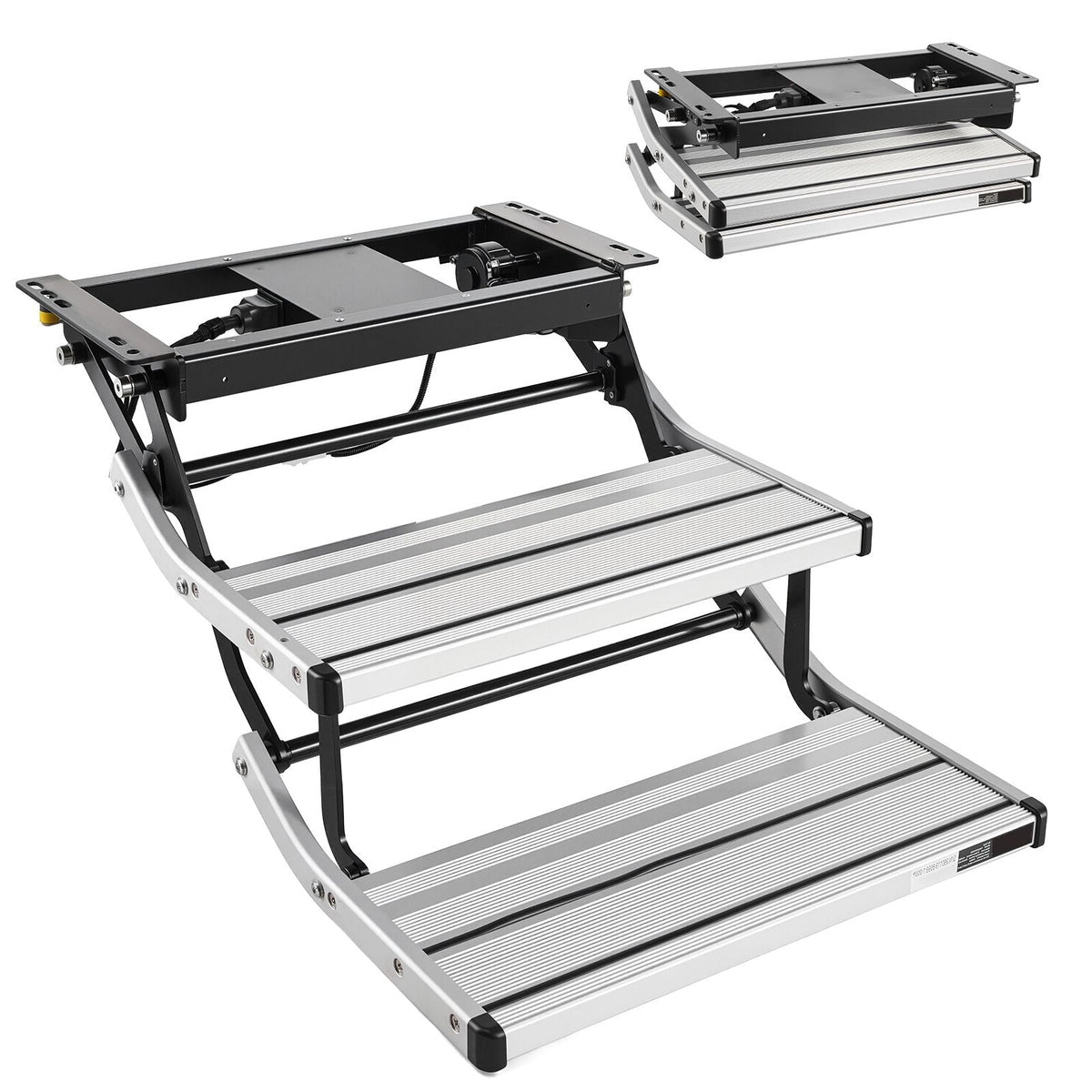 RV Steps, 2-Step, 440 lbs Load Capacity, Electric Retractable RV Stairs, Telescopic Folding Aluminum Alloy Camper Steps, Steel Frame Non-Slip Entry Stair for Camper Van Motorhome Travel Trailer
