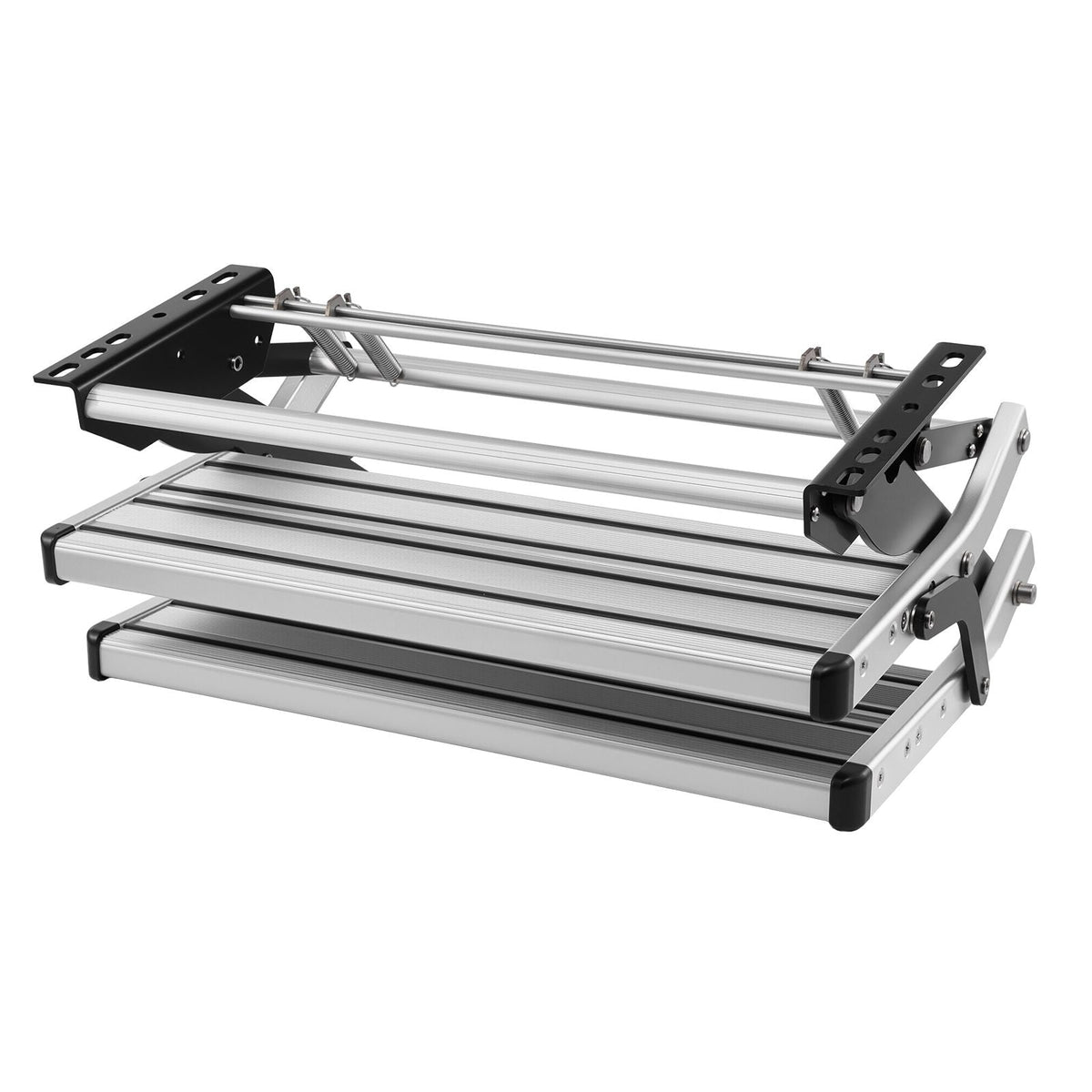 RV Steps, 2-Step, 440 lbs Load Capacity, Manual Retractable RV Stairs, Telescopic Folding Aluminum Alloy Camper Steps, Steel Frame Non-Slip Entry Stairs for Camper Van Motorhome Travel Trailer