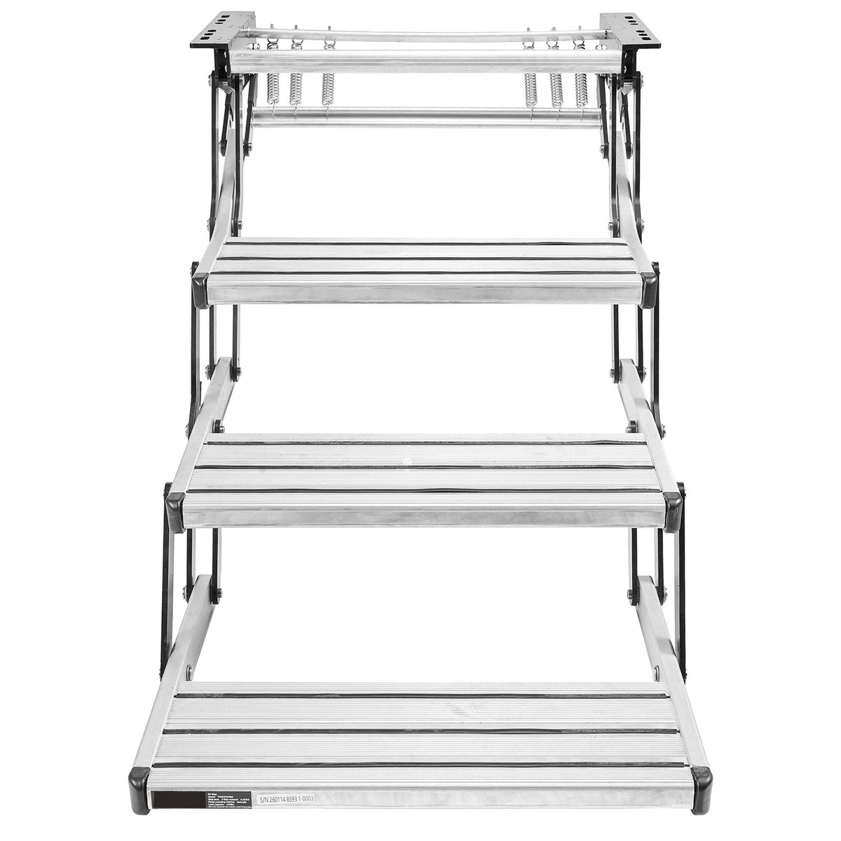 RV Steps, 3-Step, 440 lbs Load Capacity, Manual Retractable RV Stairs, Telescopic Folding Aluminum Alloy Camper Steps, Steel Frame Non-Slip Entry Stairs for Camper Van Motorhome Travel Trailer