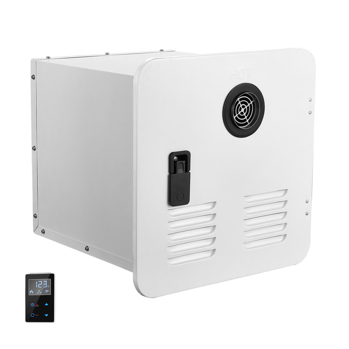 RV Tankless Water Heater, Instant Shower with 15 x 15 inches White Door and Remote Controller, 42000BTU Optimized Comfort Performance Hot Water, Ideal for RVers' Family Everyday Use, White