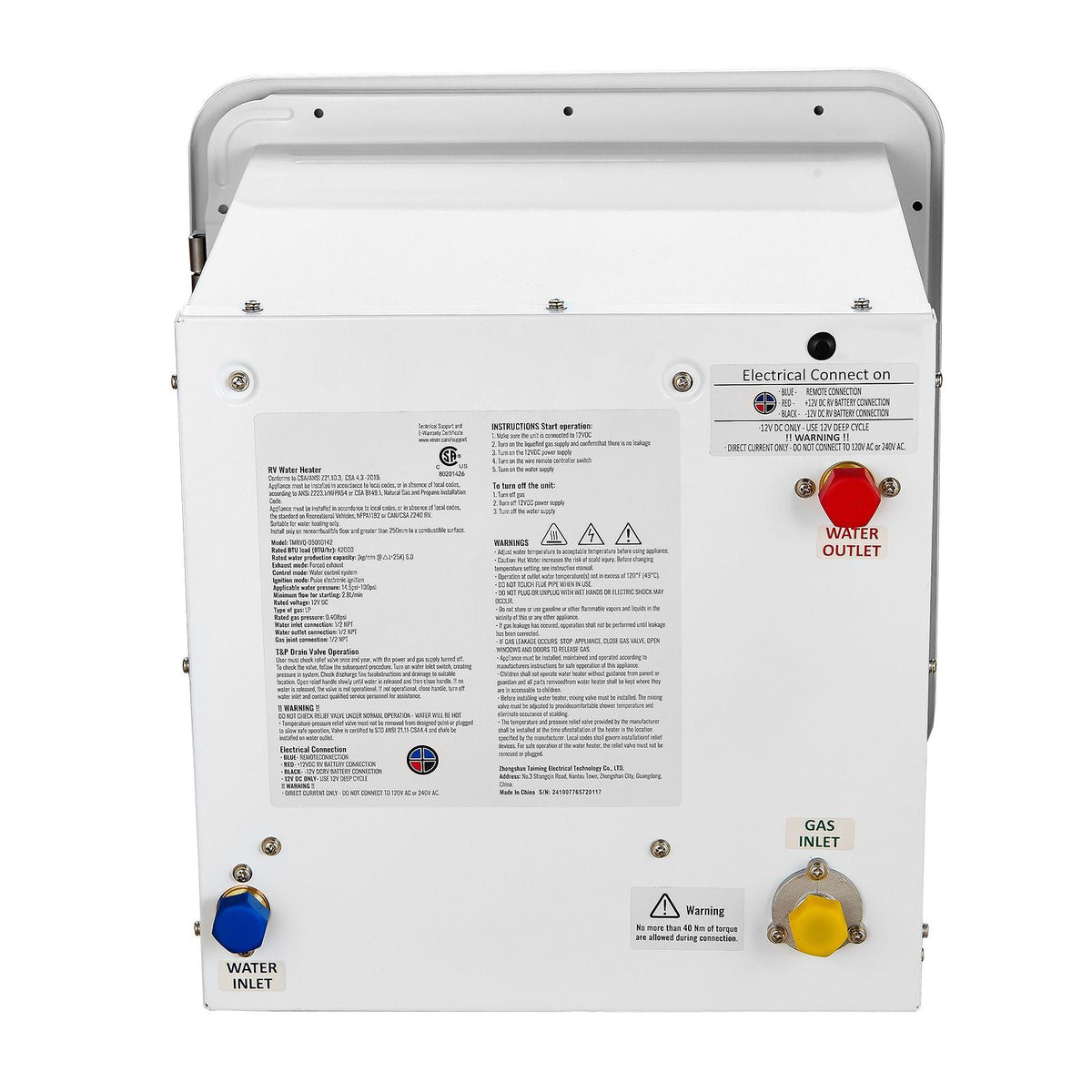 RV Tankless Water Heater, Instant Shower with 15 x 15 inches White Door and Remote Controller, 55000BTU Optimized Comfort Performance Hot Water, Ideal for RVers' Family Everyday Use