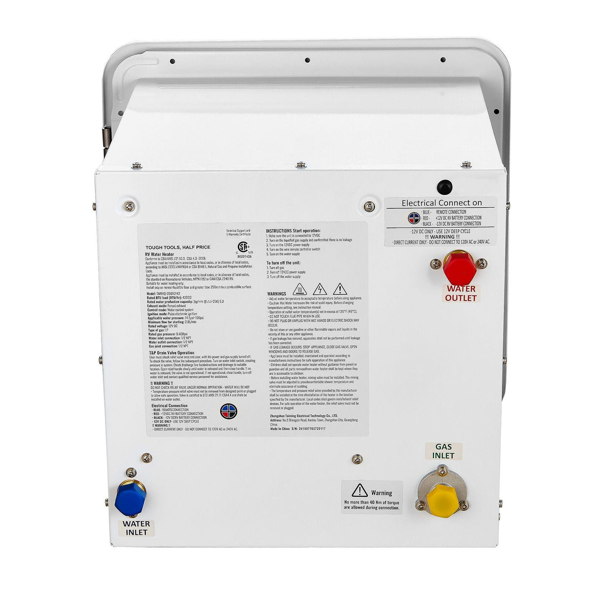 RV Tankless Water Heater, Instant Shower with 15 x 15 inches White Door and Remote Controller, 65000BTU Optimized Comfort Performance Hot Water, Ideal for RVers' Family Everyday Use
