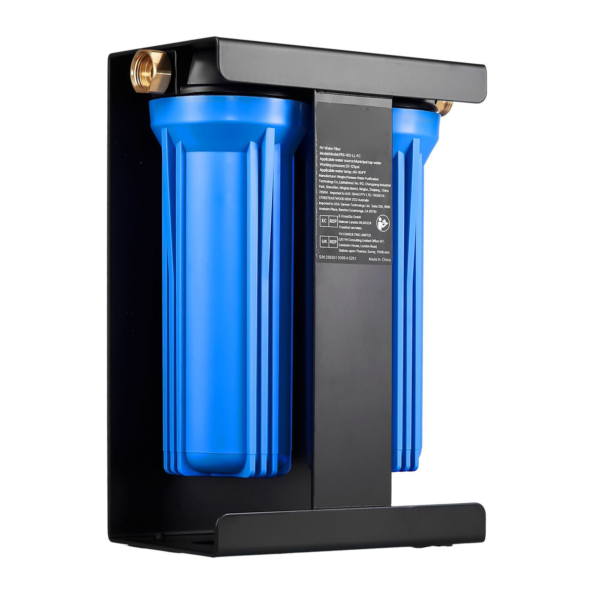 RV Water Filtration System, 2-Cartridge Water Filter System for Campers, Remove Chlorine, Bad Tastes, Odors, and Most Contaminants, RV Filter with Bracket for RVs, Boats, Vans