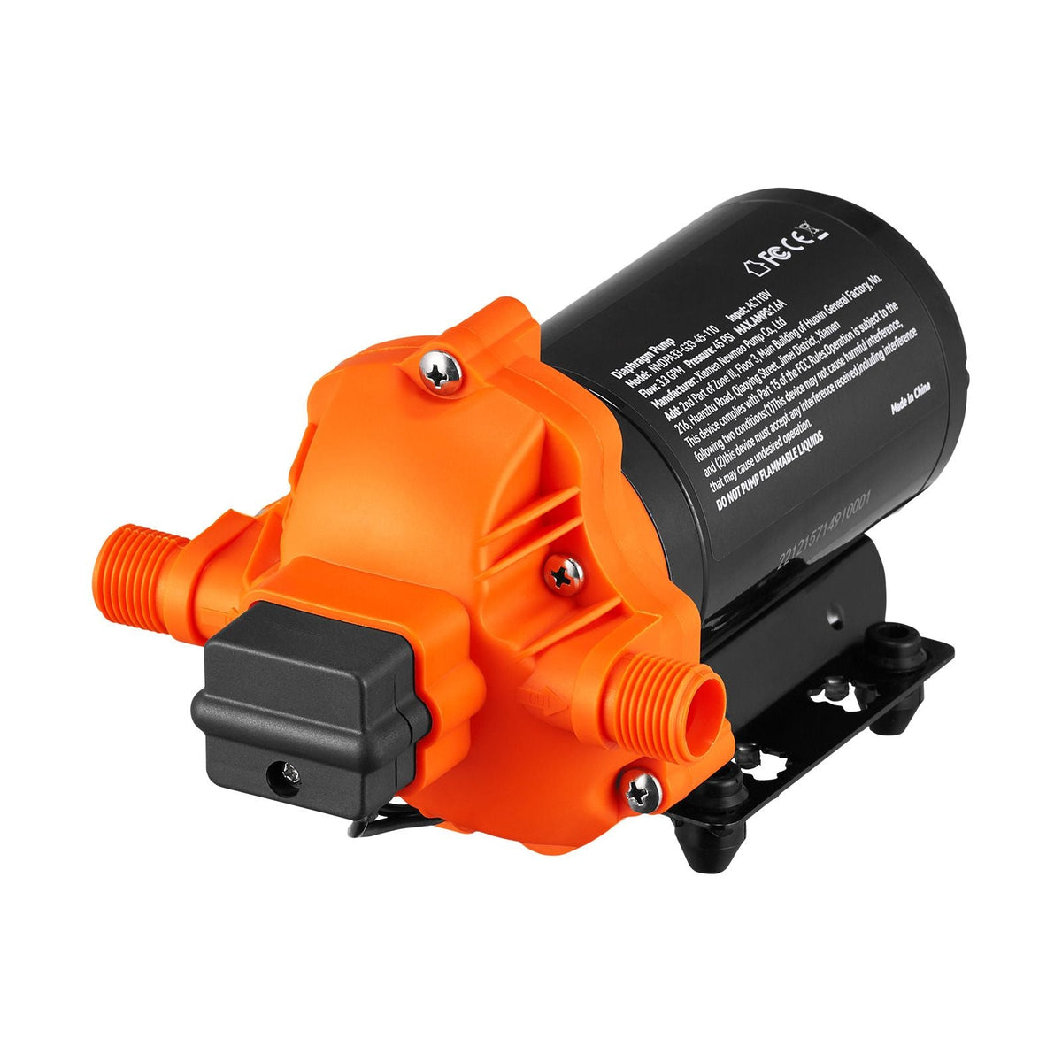 RV Water Pressure Diaphragm Pump 3Chambers 110V 3.3GPM 45PSI Adjustable Presssure Fresh Water Pump, Self Priming Sprayer Pump for RV Camper Marine Boat Lawn