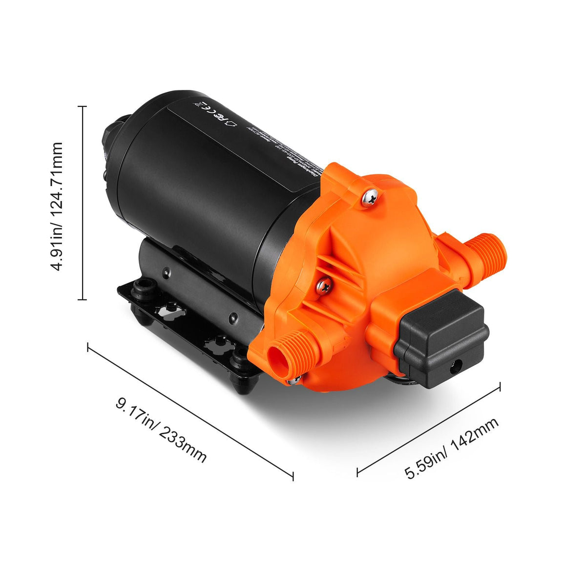 RV Water Pressure Diaphragm Pump 3Chambers 110V 3.3GPM 45PSI Adjustable Presssure Fresh Water Pump, Self Priming Sprayer Pump for RV Camper Marine Boat Lawn