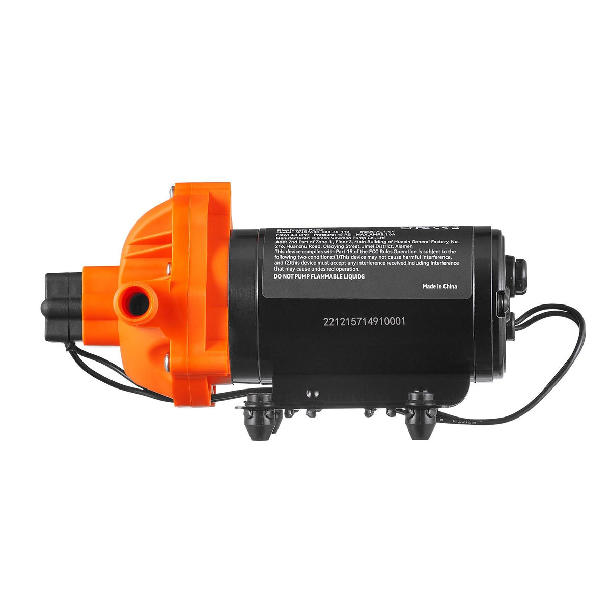 RV Water Pressure Diaphragm Pump 3Chambers 110V 3.3GPM 45PSI Adjustable Presssure Fresh Water Pump, Self Priming Sprayer Pump for RV Camper Marine Boat Lawn