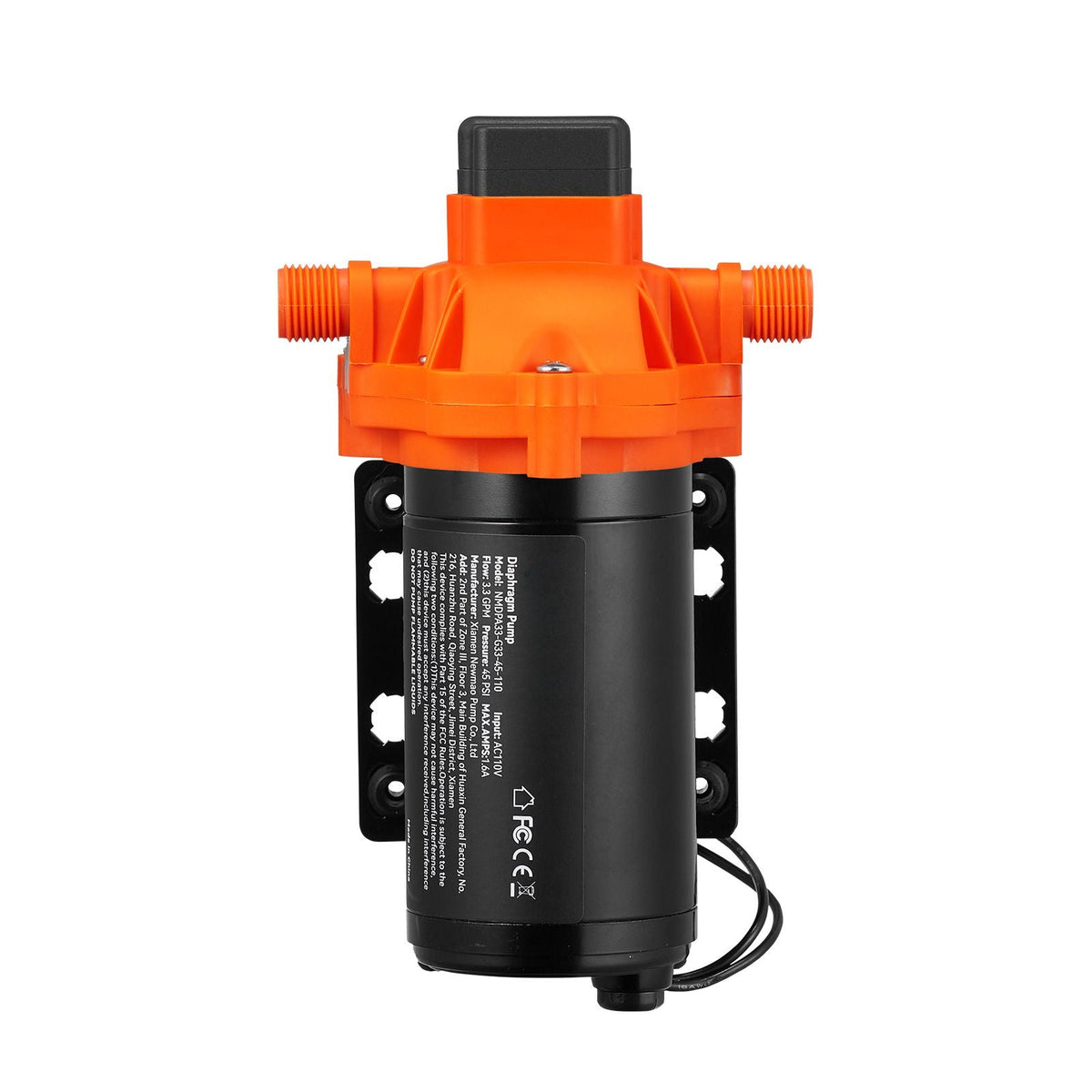 RV Water Pressure Diaphragm Pump 3Chambers 110V 3.3GPM 45PSI Adjustable Presssure Fresh Water Pump, Self Priming Sprayer Pump for RV Camper Marine Boat Lawn