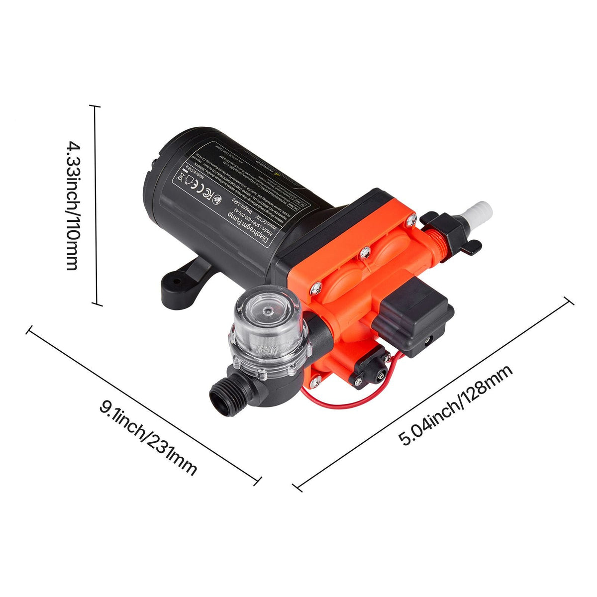 RV Water Pump, 12V DC 5 GPM (18.9 L/min), 4-Chamber Self-Priming Diaphragm Water Pump with Automatic Pressure Switch, 70 PSI Max Pressure, On Demand for RV, Caravan, Marine, Yacht, Car Washing