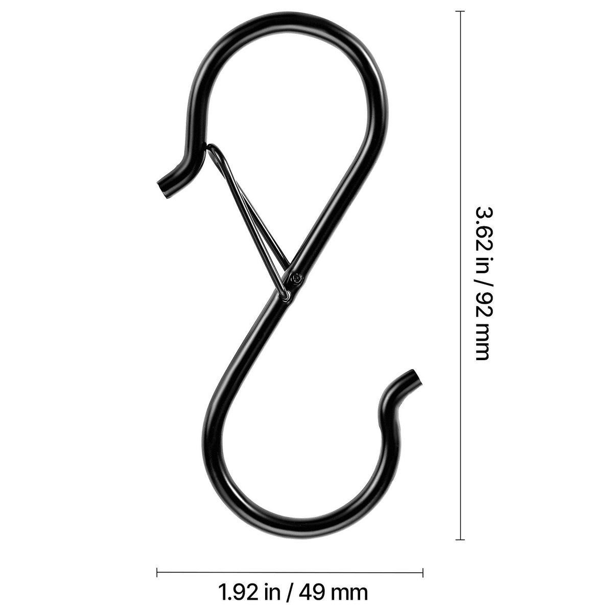 S Hooks 36 Pack, 39.68 LBS Capacity for Bars up to 0.85 Inch, S Shaped Hooks with Safety Buckle, Heavy Duty Metal Hangers for Plants, Jeans, Clothes in Garden, Closet, Kitchen, Bedroom, Black