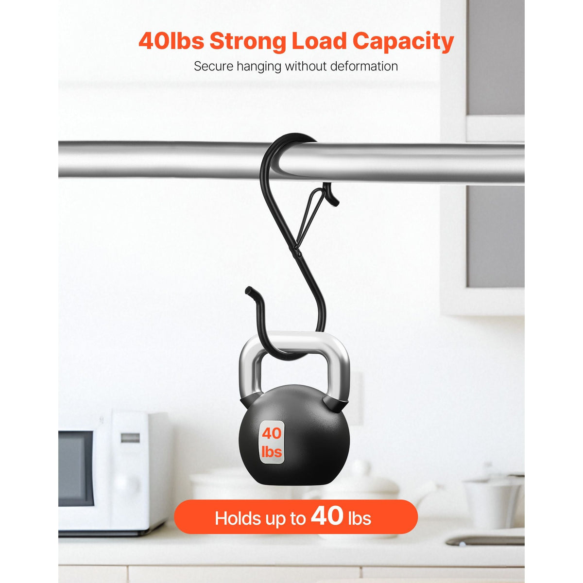 S Hooks 36 Pack, 39.68 LBS Capacity for Bars up to 0.85 Inch, S Shaped Hooks with Safety Buckle, Heavy Duty Metal Hangers for Plants, Jeans, Clothes in Garden, Closet, Kitchen, Bedroom, Black