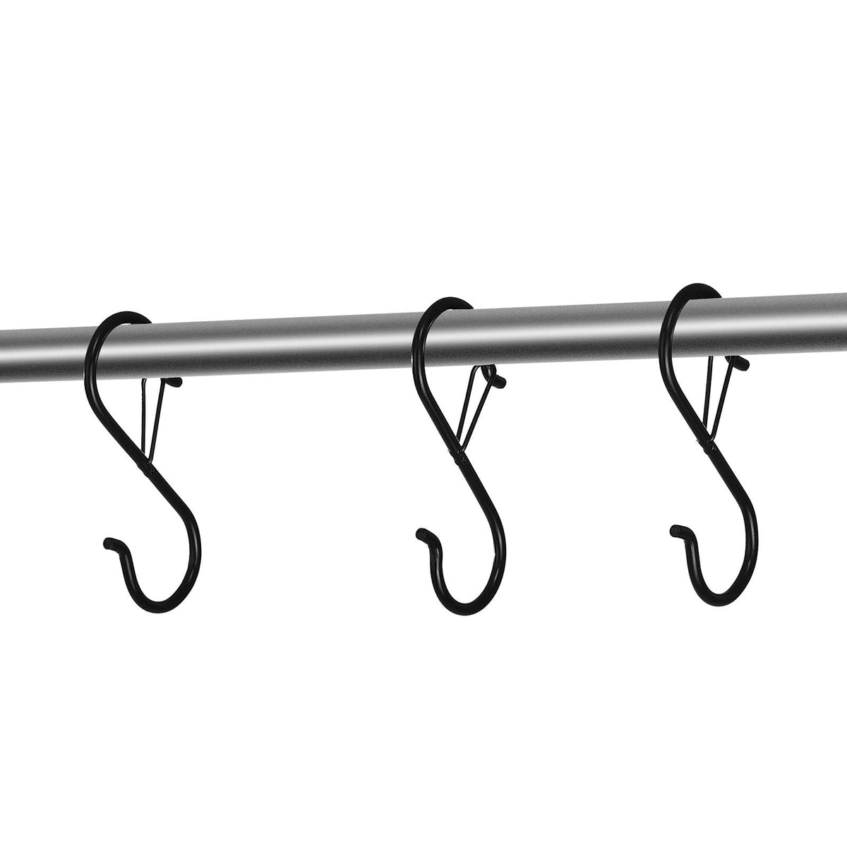 S Hooks 36 Pack, 39.68 LBS Capacity for Bars up to 0.85 Inch, S Shaped Hooks with Safety Buckle, Heavy Duty Metal Hangers for Plants, Jeans, Clothes in Garden, Closet, Kitchen, Bedroom, Black