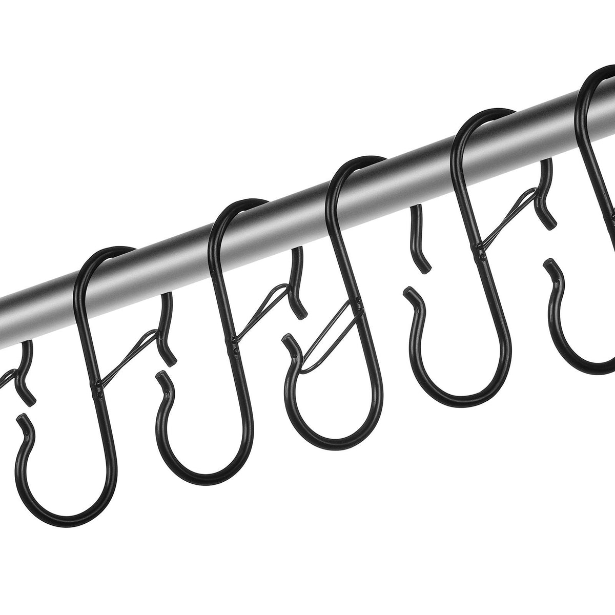 S Hooks 36 Pack, 39.68 LBS Capacity for Bars up to 0.85 Inch, S Shaped Hooks with Safety Buckle, Heavy Duty Metal Hangers for Plants, Jeans, Clothes in Garden, Closet, Kitchen, Bedroom, Black