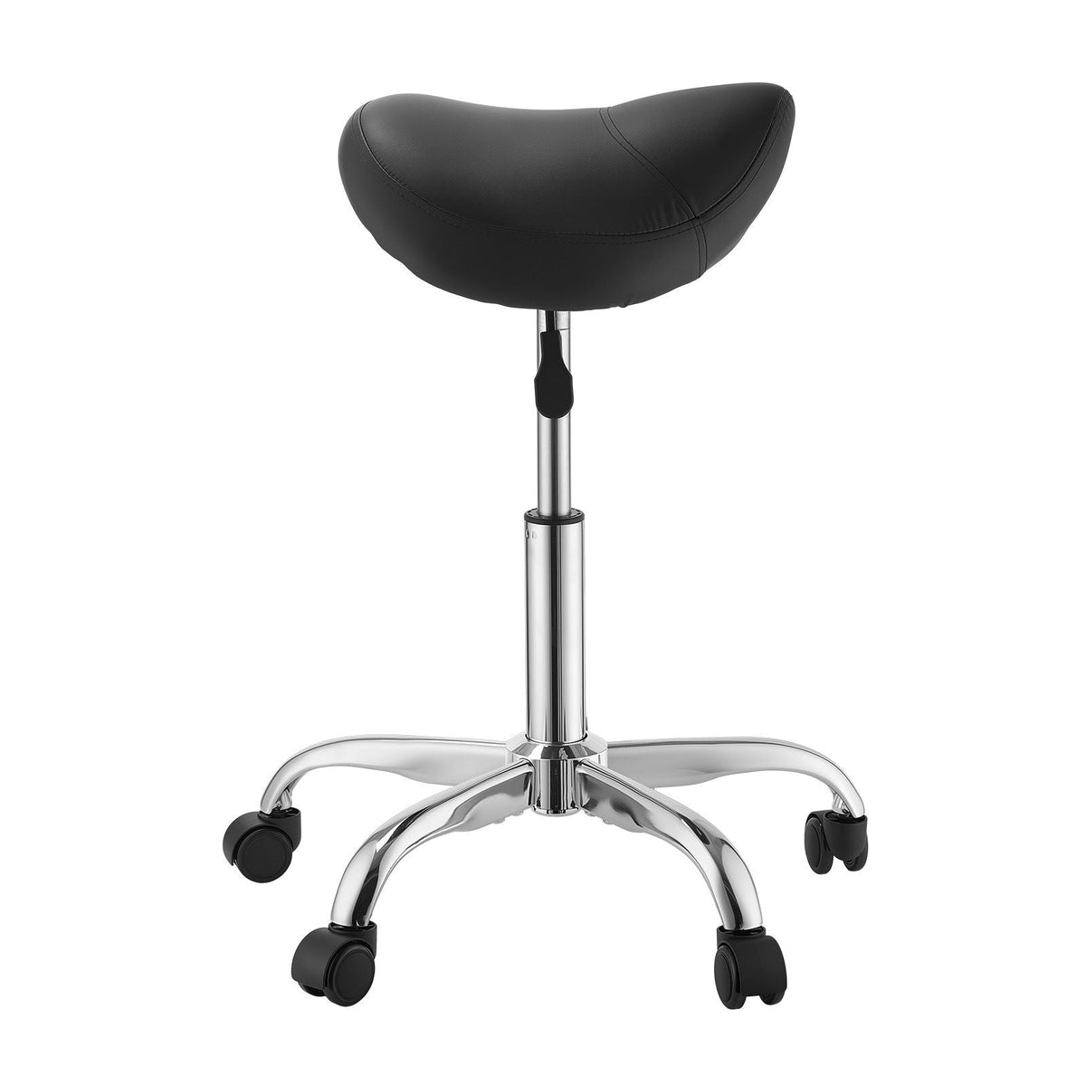 Saddle Stool with Wheels, 500 lbs Weight Capacity, Height Adjustable, Ergonomic PU Leather Seat, 360° Swivel Saddle Stool Rolling Chair for Salon, Spa, Bar, Home, Medical, and Massage, Black