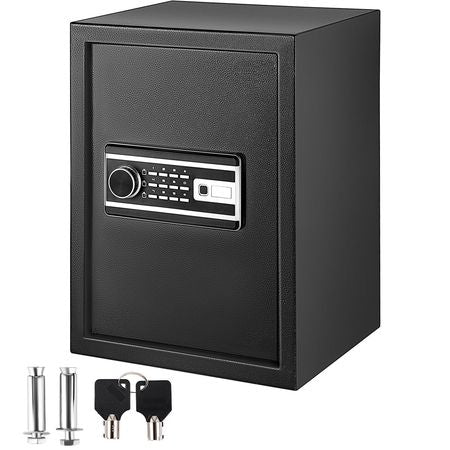 Safe Box, 2.1 CU.FT Fingerprint Safe Box for Money with 2 Keys & Digital Keypad, Q235 Steel Safe Box for Storing Cash, Jewelry, Pistols, Documents, Watches in Home & Office & Hotel