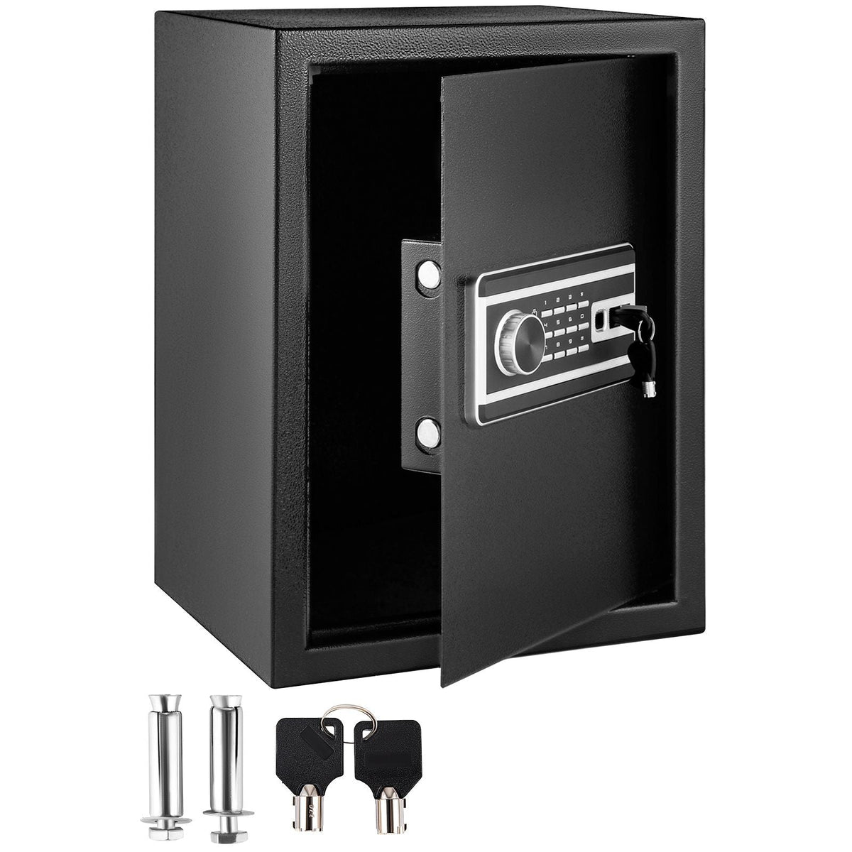 Safe Box, 2.1 CU.FT Fingerprint Safe Box for Money with 2 Keys & Digital Keypad, Q235 Steel Safe Box for Storing Cash, Jewelry, Pistols, Documents, Watches in Home & Office & Hotel