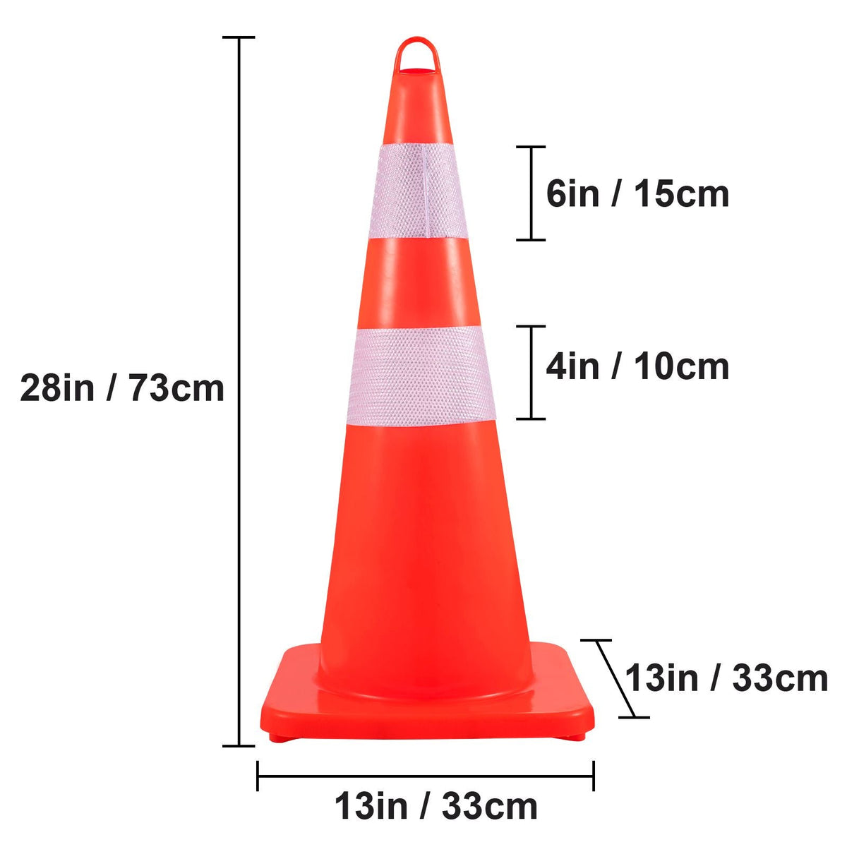 Safety Cones, 10PCS 28\" Traffic Cones, PVC Orange Construction Cones, 2 Reflective Collars Traffic Cones with Weighted Base and Hand-Held Ring Used for Traffic Control, Driveway Road Parking
