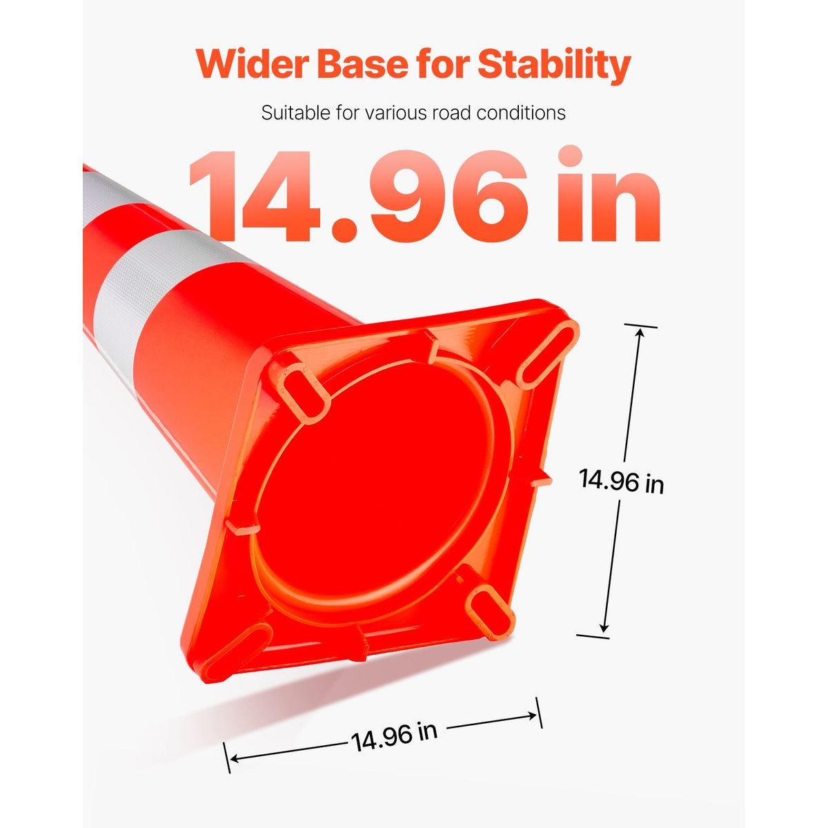 Safety Cones, 6 x 36\" Traffic Cones, PVC Orange Construction Cones, Reflective Collars Traffic Cones with Weighted Base Used for Traffic Control, Driveway Road Parking and School Improvement