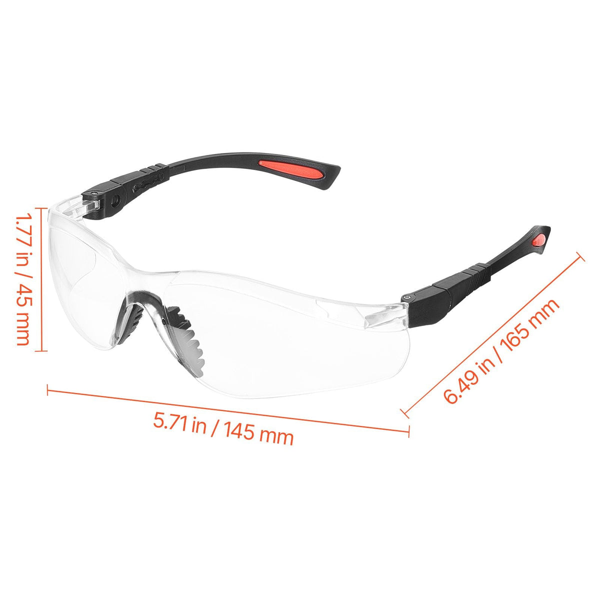 Safety Glasses, Anti-Fog and Scratch-Resistant Clear Lens, Safety Goggles with Adjustable Length and Angle, ANSI Z87.1+ Impact-Resistant Protective Eye Goggles, for Work, Lab & Construction