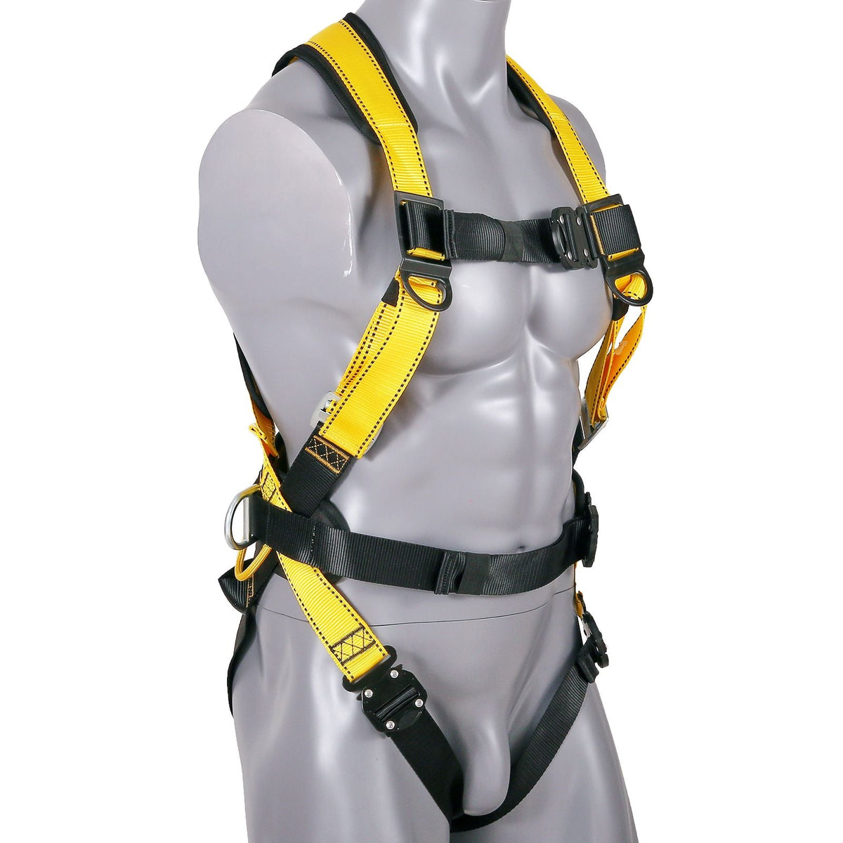 Safety Harness, Full Body Harness, Safety Harness Fall Protection with Added Padding, and Side Rings and Dorsal D-Rings and a Lanyard, ANSI/ASSE Z359.11-2014, 160 lbs Max Weight, S