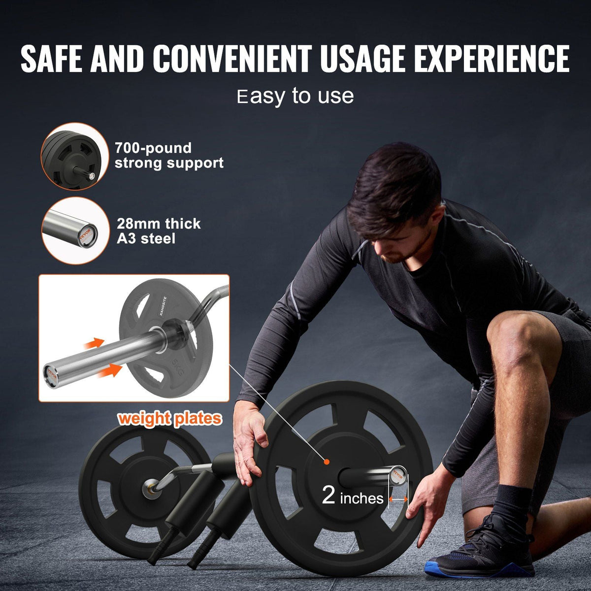 Safety Squat Bar, 700 LBS Fitness Squat Bar, Safety Squat Bar Attachment with Shoulder and Arm Pads, 28mm Diameter Weight Bar, Ideal for Front Squats, Lunges, Rehab, Physical Therapy