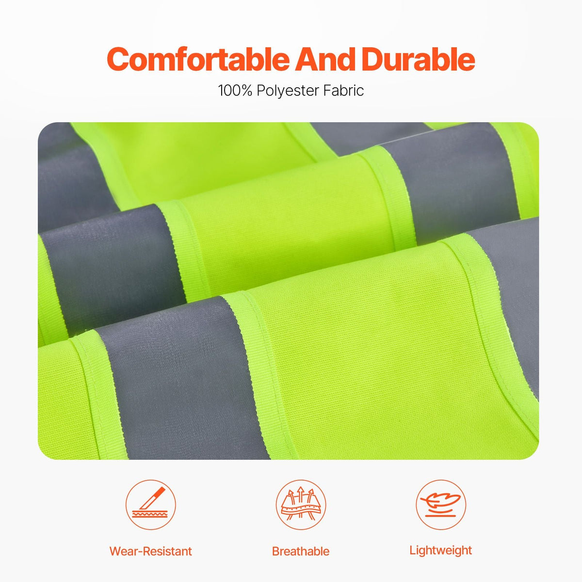 Safety Vest, 10 Pockets Yellow Safety Vest, Hi Vis Zipper Front Safety Vest with Reflective Strips, High Visibility Work Construction Vest with Pockets and Walkie-Talkie Clip, for Men & Woman