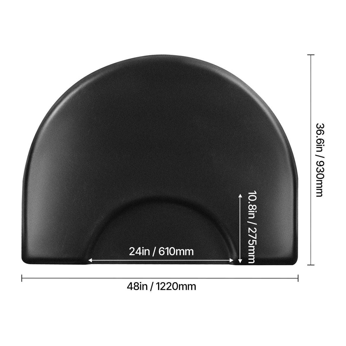 Salon Mat for Hair Stylist, 3 x 4 FT Semi-circle Salon Chair Mat, 1-inch Thickened Anti Fatigue Barber Shop Floor Mat with Round Cut Out, Easy-to-Clean PVC Surface & Anti-Trip Beveled Edges