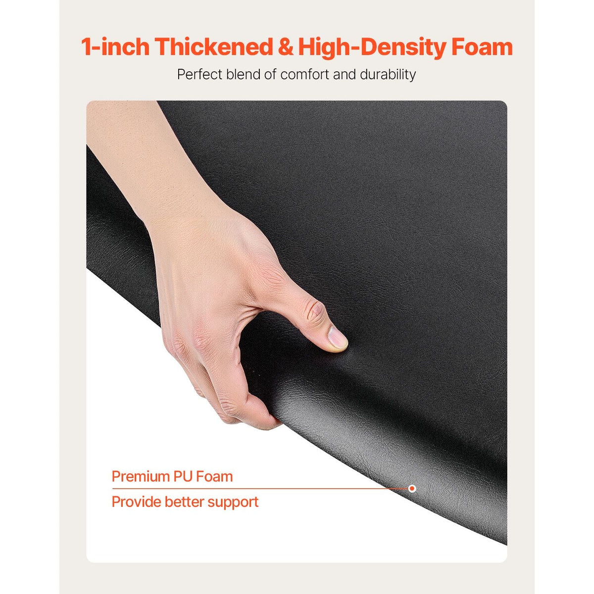 Salon Mat for Hair Stylist, 3 x 4 FT Semi-circle Salon Chair Mat, 1-inch Thickened Anti Fatigue Barber Shop Floor Mat with Round Cut Out, Easy-to-Clean PVC Surface & Anti-Trip Beveled Edges