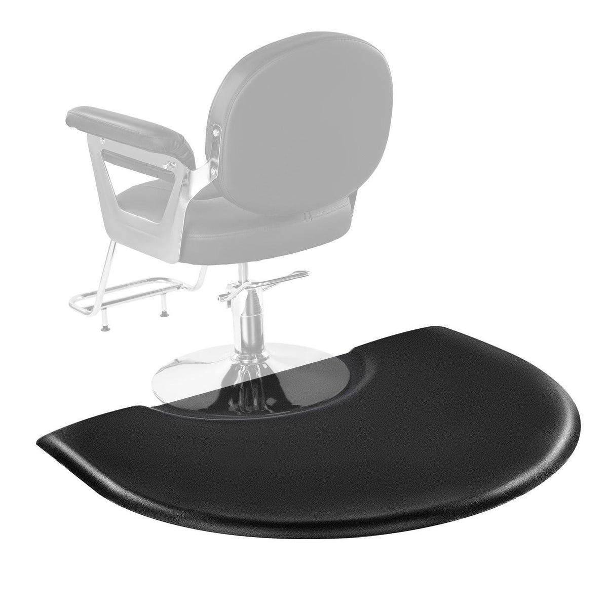 Salon Mat for Hair Stylist, 3 x 4 FT Semi-circle Salon Chair Mat, 1-inch Thickened Anti Fatigue Barber Shop Floor Mat with Round Cut Out, Easy-to-Clean PVC Surface & Anti-Trip Beveled Edges
