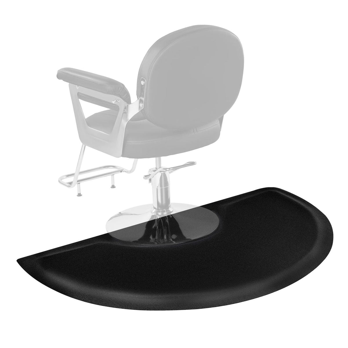 Salon Mat for Hair Stylist, 3 x 5 FT Semi-circle Salon Chair Mat, 1/2-inch Thickened Anti Fatigue Barber Shop Floor Mat with Round Cut Out, Easy-to-Clean PVC Surface & Anti-Trip Beveled Edges