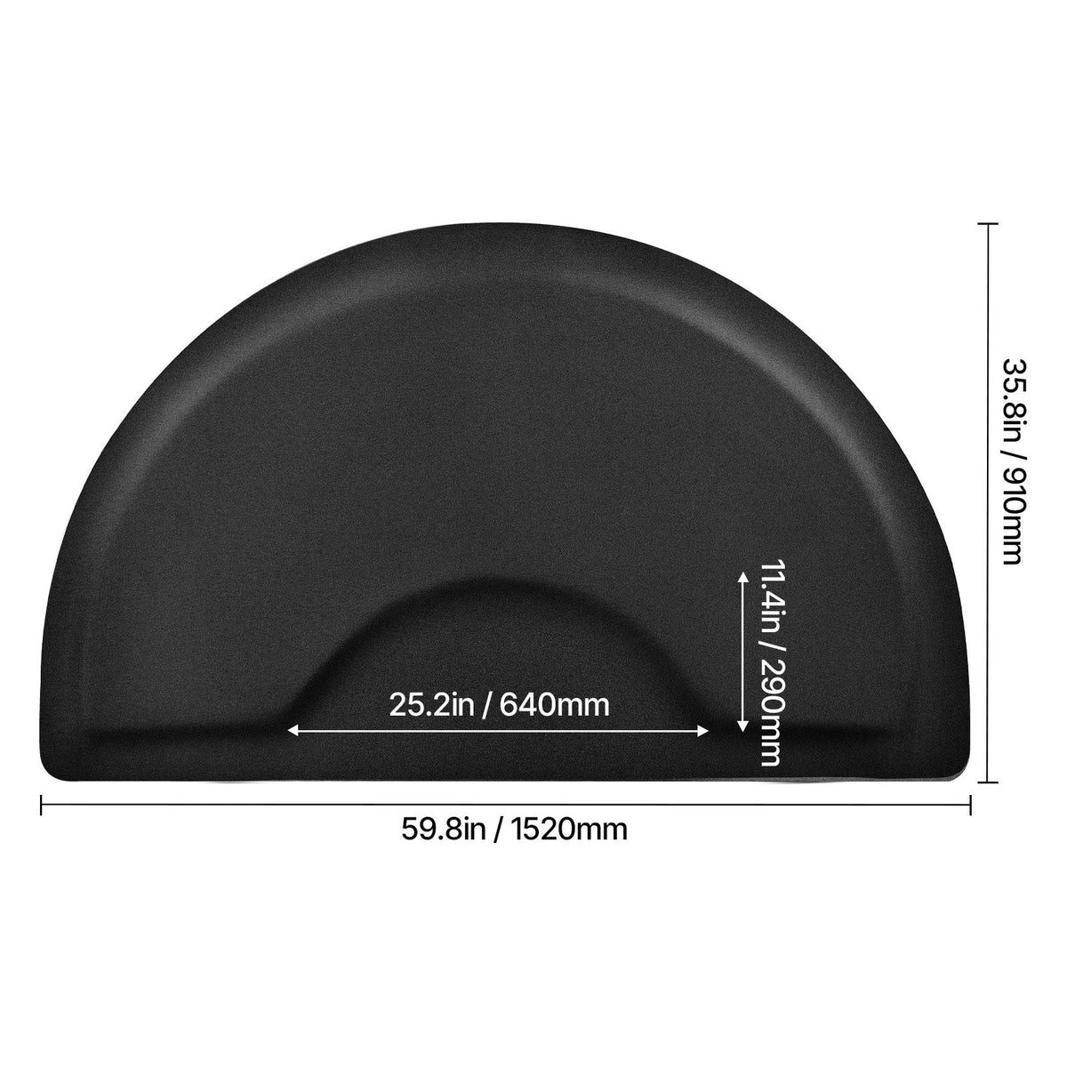 Salon Mat for Hair Stylist, 3 x 5 FT Semi-circle Salon Chair Mat, 1/2-inch Thickened Anti Fatigue Barber Shop Floor Mat with Round Cut Out, Easy-to-Clean PVC Surface & Anti-Trip Beveled Edges