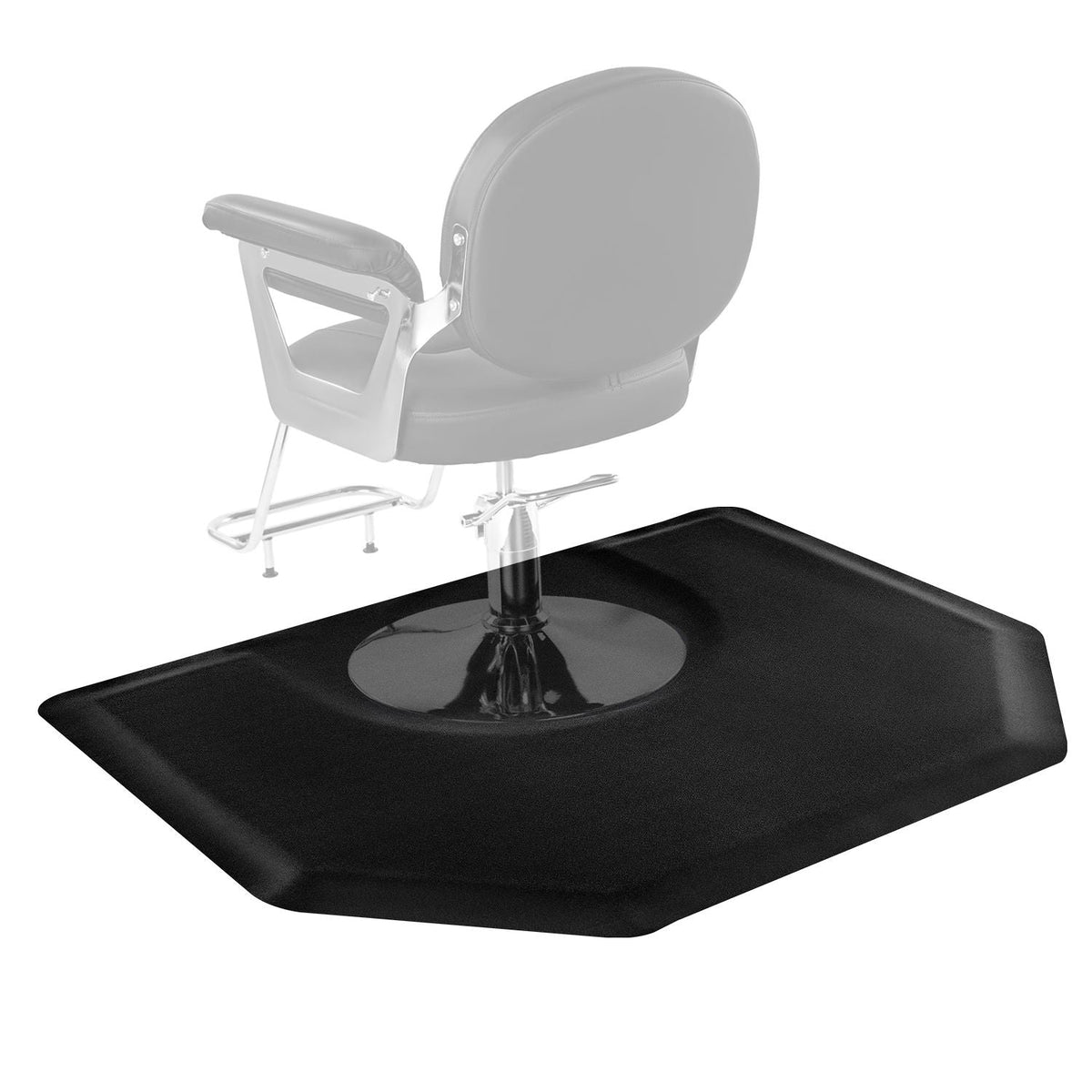Salon Mat for Hair Stylist, 4 x 5 FT Hexagon Salon Chair Mat Anti Fatigue, 1/2-inch Thickened Barber Shop Floor Mat with Round Cut Out, Easy-to-Clean PVC Surface & Anti-Trip Beveled Edges