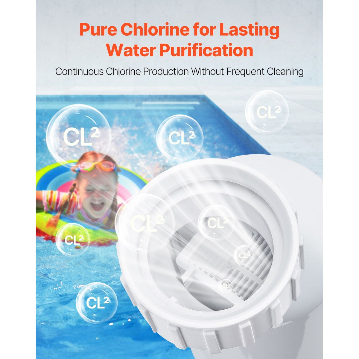 Salt Water Chlorinator System, Pool Chlorination Cell Fits for Hayward W3T-Cell-3 (T3), Pool Cell Salt Water System for In-Ground Swimming Pools up to 15,000 Gallons, 15 ft Power Line, White