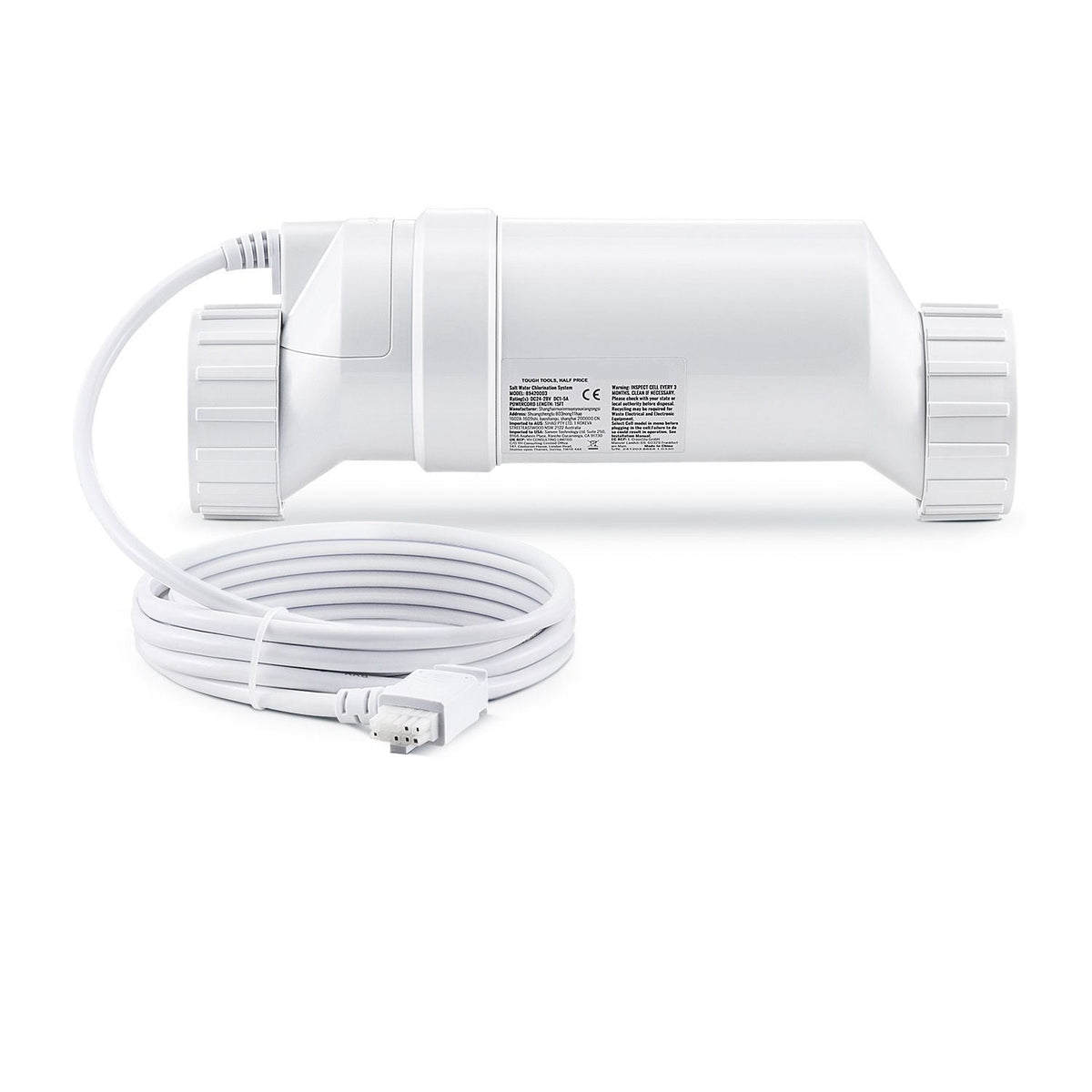 Salt Water Chlorinator System, Pool Chlorination Cell Fits for Hayward W3T-Cell-3 (T3), Pool Cell Salt Water System for In-Ground Swimming Pools up to 15,000 Gallons, 15 ft Power Line, White