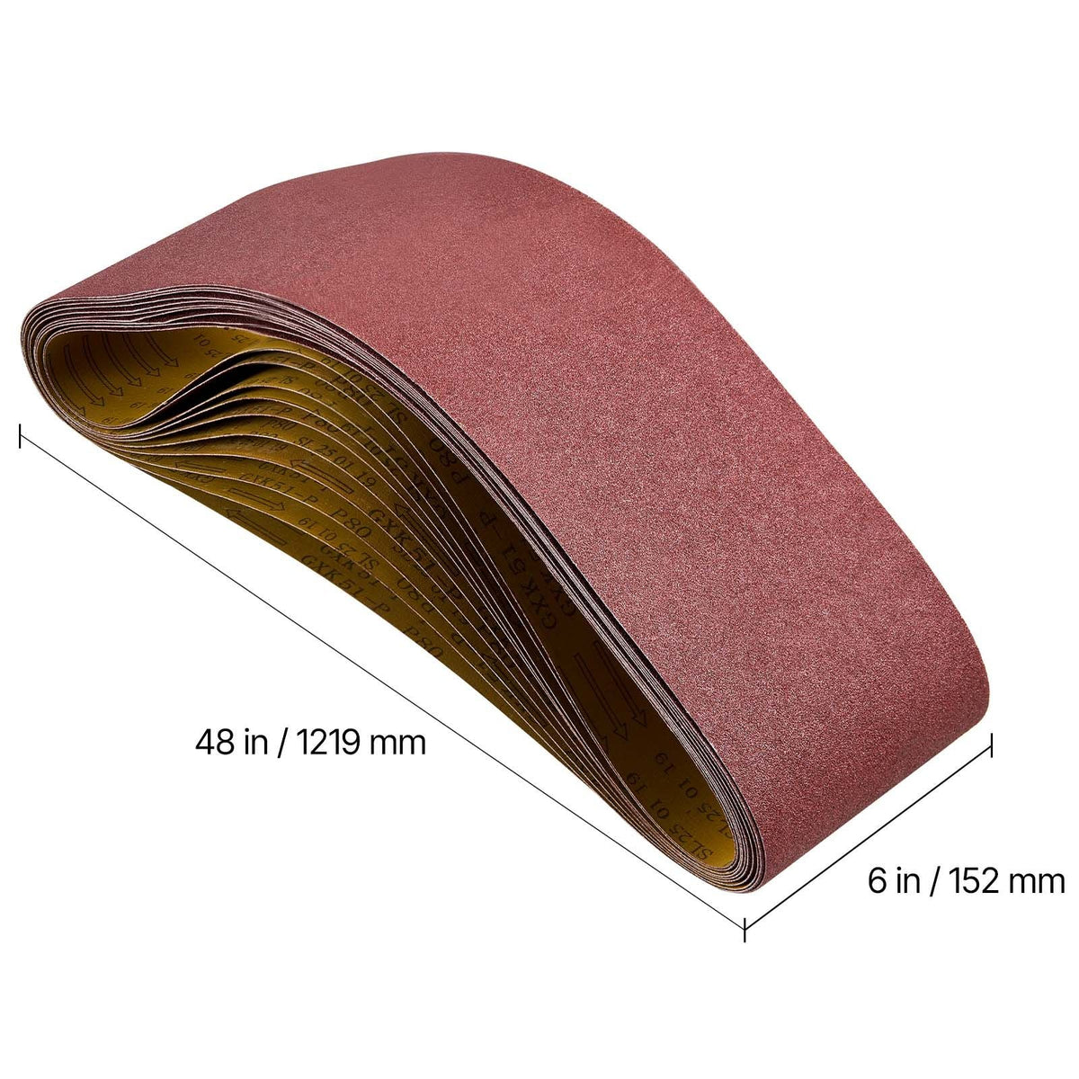 Sanding Belts, 6 x 48-inch Belt Sander Sanding Belts, 10PCS 80 Grit Aluminum Oxide for Woodworking, Steel, Aluminum, Non-Ferrous Metals