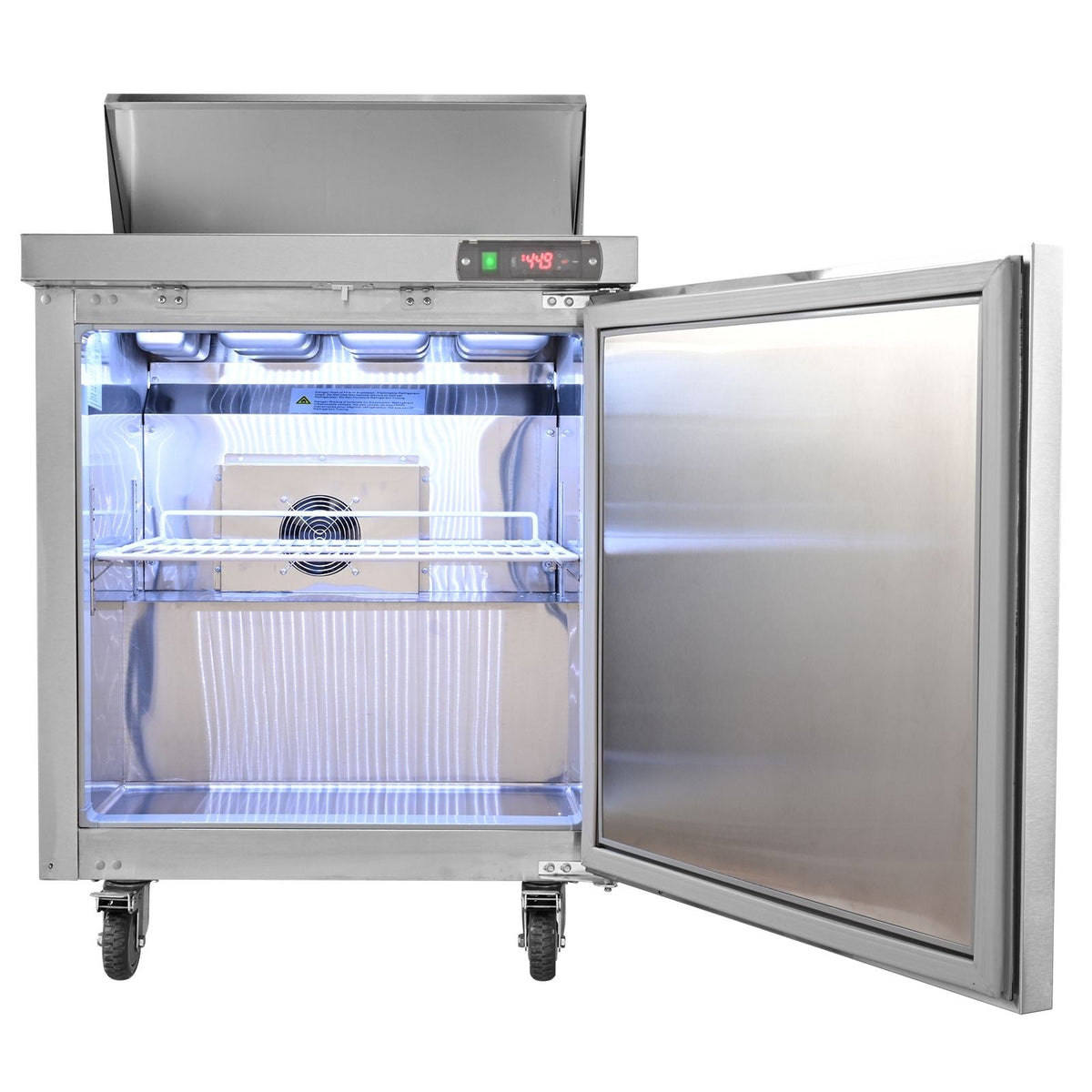 Sandwich Prep Table, 7.42 Cu. Ft. Salad Single-door Refrigerated Prep Table, 28-inch Food Prep Fridge, Commercial Stainless Steel Prep Refrigerator Table for Restaurant, Bar, Shop, Silver