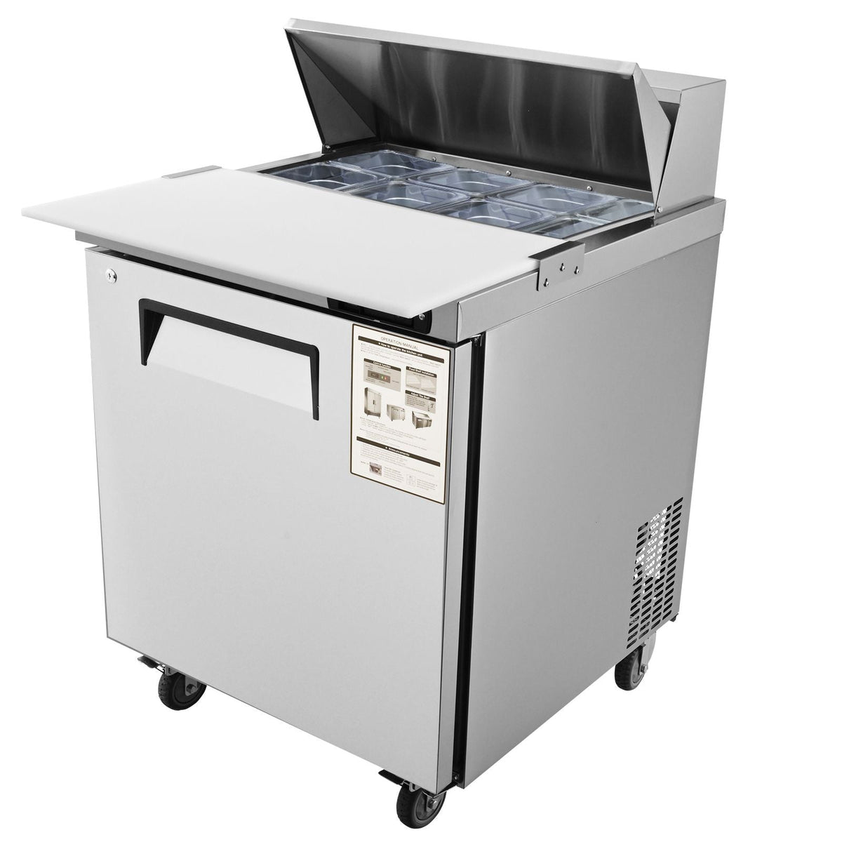 Sandwich Prep Table, 7.42 Cu. Ft. Salad Single-door Refrigerated Prep Table, 28-inch Food Prep Fridge, Commercial Stainless Steel Prep Refrigerator Table for Restaurant, Bar, Shop, Silver