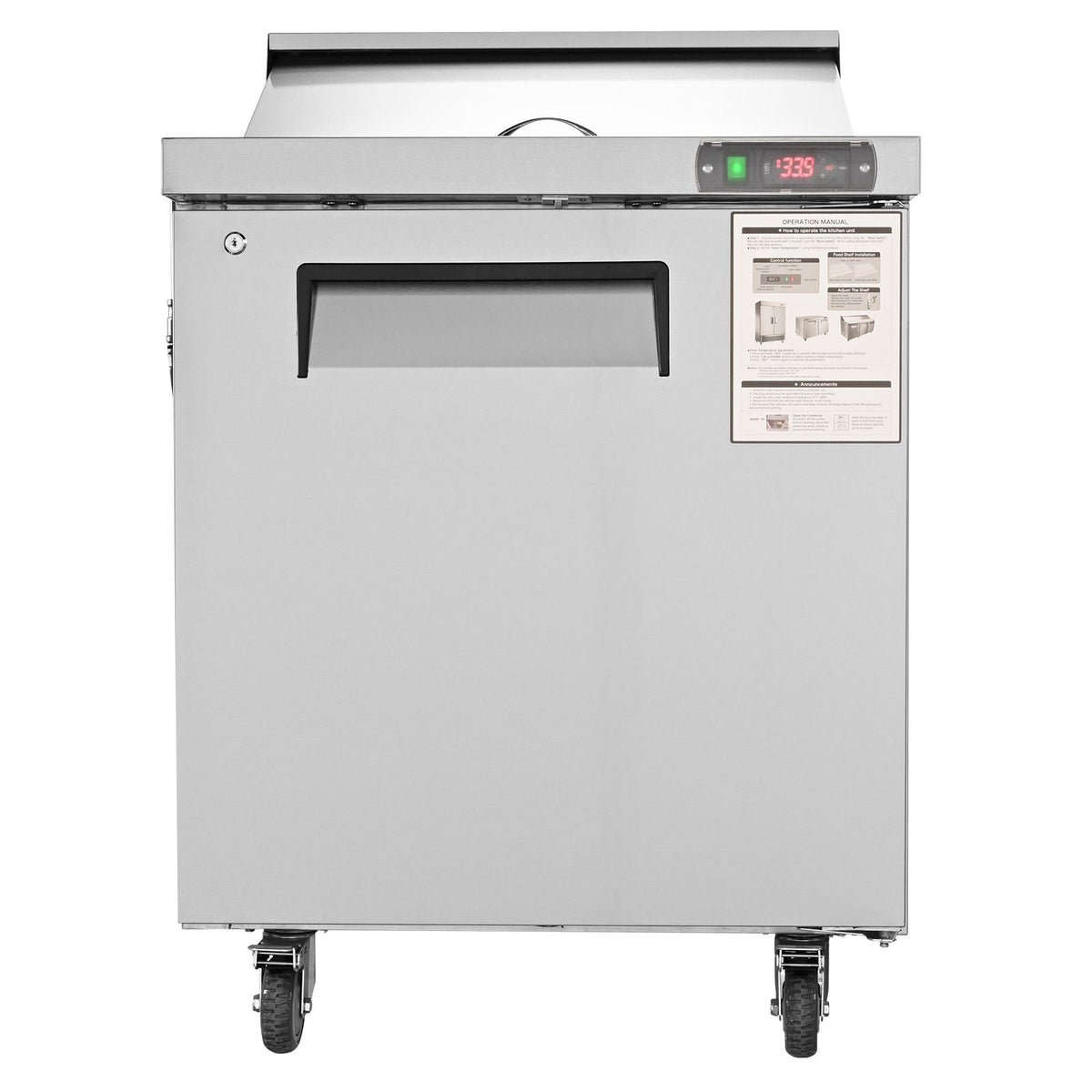 Sandwich Prep Table, 7.42 Cu. Ft. Salad Single-door Refrigerated Prep Table, 28-inch Food Prep Fridge, Commercial Stainless Steel Prep Refrigerator Table for Restaurant, Bar, Shop, Silver