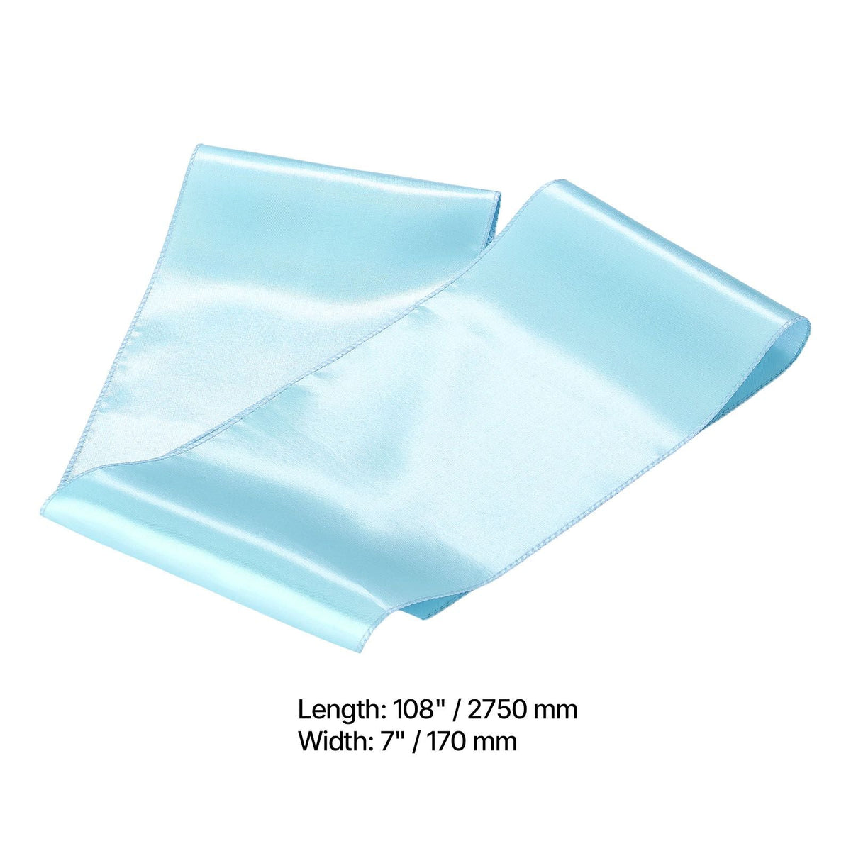 Satin Chair Sashes Bows, 100PCS Chair Ribbon Ties Back Sash, 7 x 108 inch, Light Blue Wedding Reception Decoration, for Wedding Ceremony Baby Shower Party Events Banquet Chair Cover Decoration